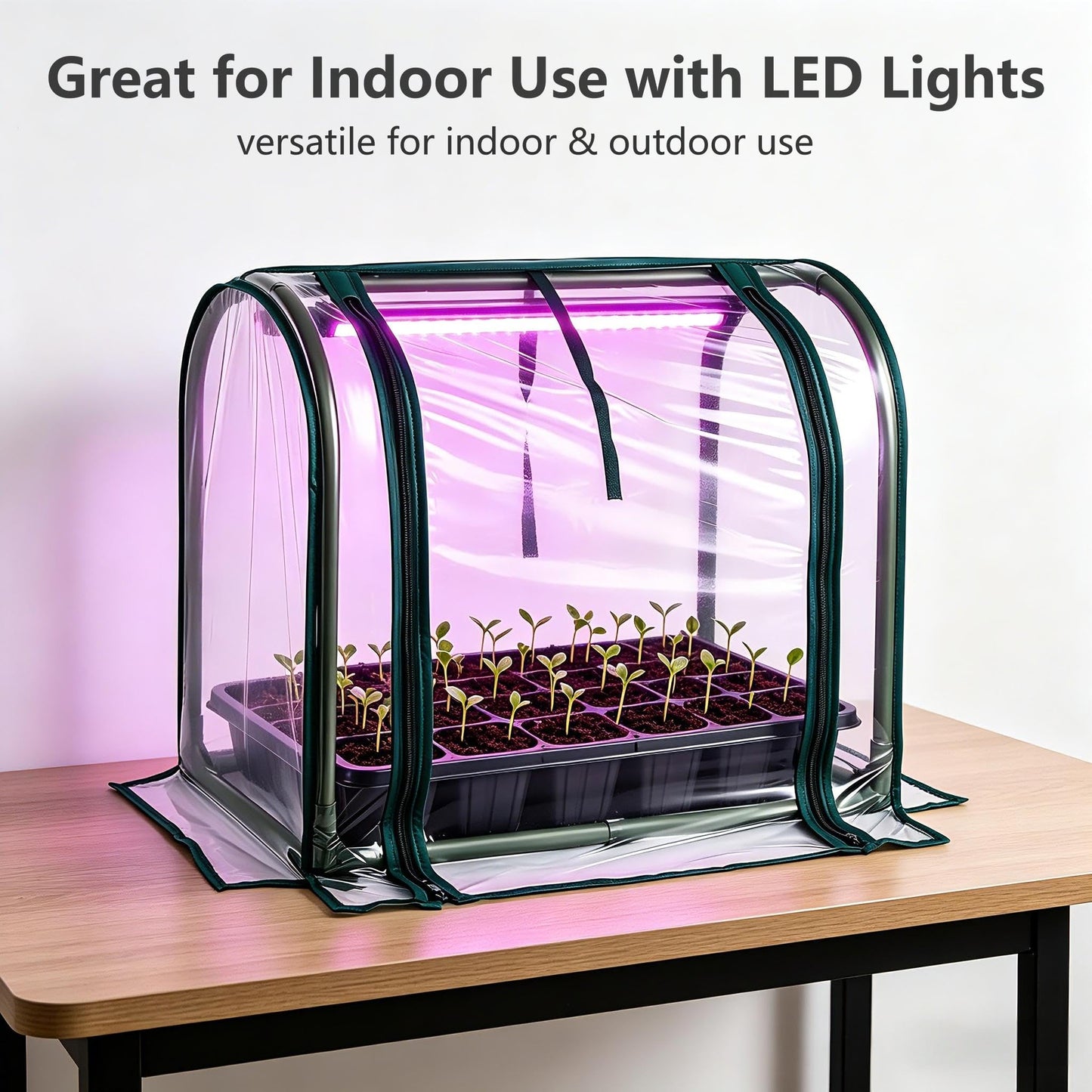 Mini Indoor Greenhouse Tabletop Garden Nursery Plant Cover Tent Humidity Domes for Home Gardening Germination and Seedling Propagation - 23x12x16.5 Inches