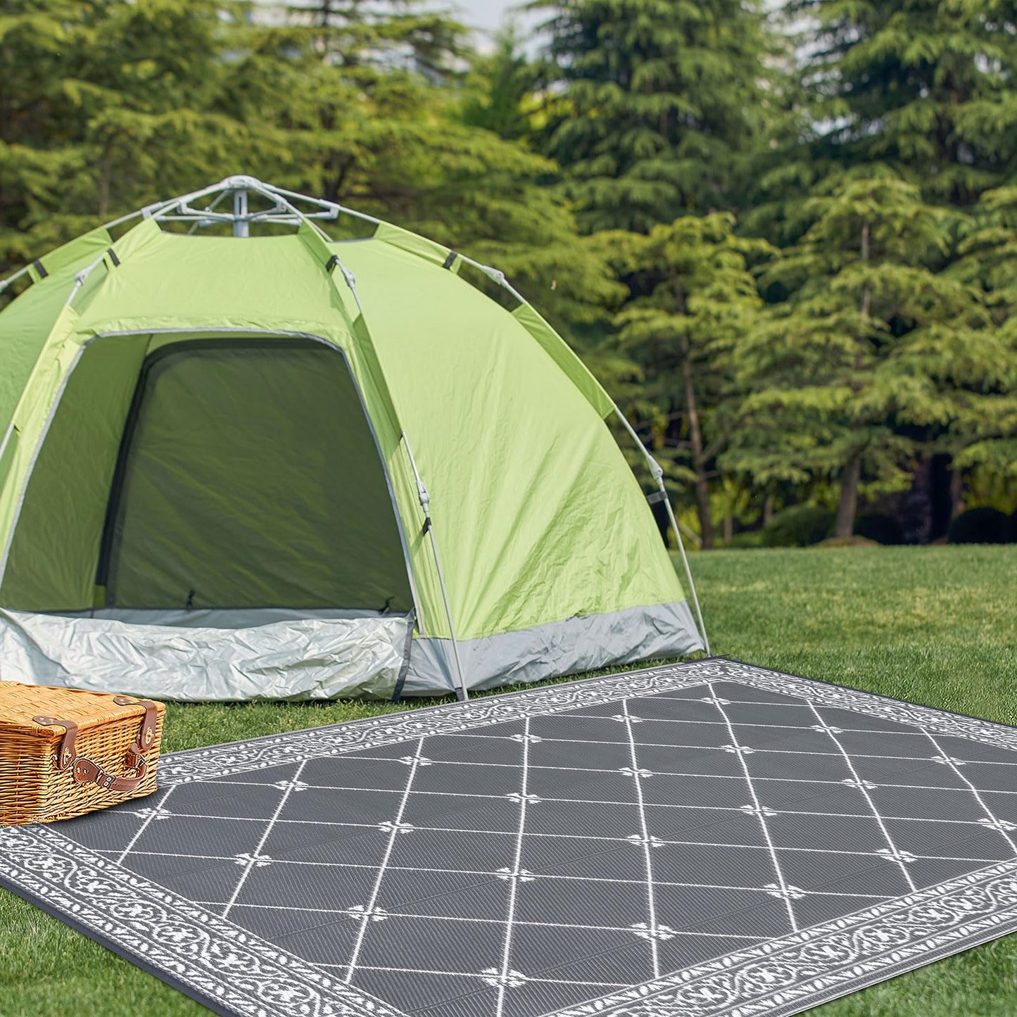 HiiARug Outdoor Rugs 8'x10' for Patios Waterproof RV Mats Camping Rug Outdoor Area Rug Lightweight Portable Outdoor Plastic Straw Rug for Patio, RV, Camping, Balcony, Beach