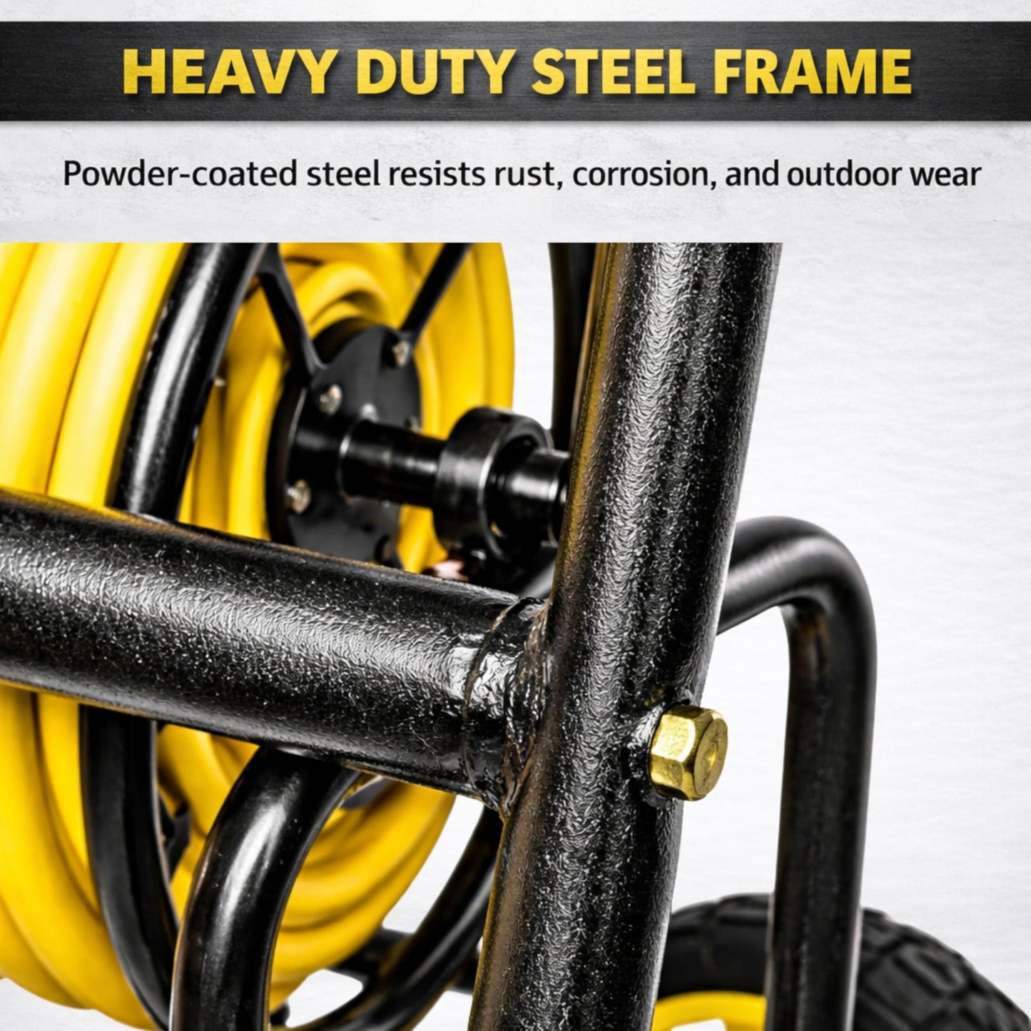Real Hose Storage Garden Hose Reel Cart, Heavy Duty Hose Reel with Wheels, Outdoor Water Hose Reel for Backyard, Garden, or Lawn, Metal Hose Carts (250ft Hose Capacity)
