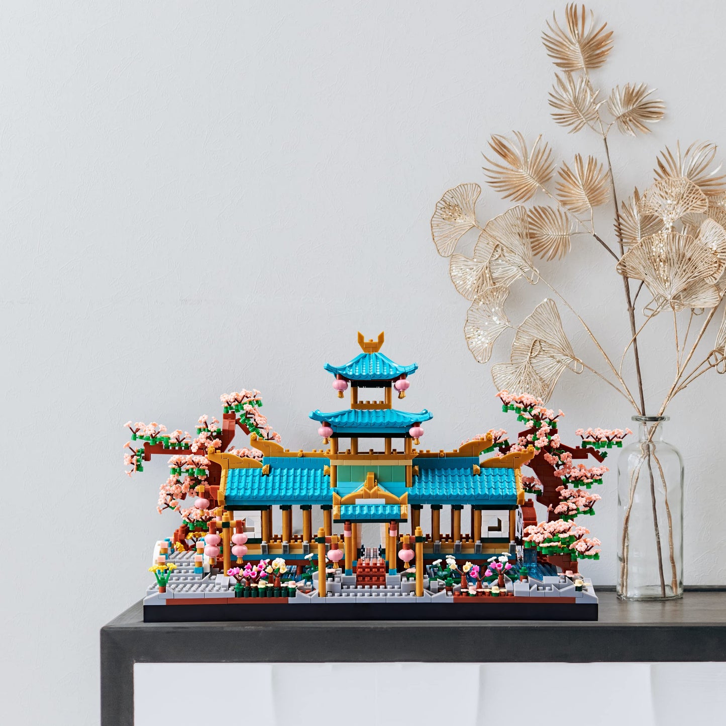 JXRLMB Chinese Classical Suzhou Gardens Micro Building Blocks Sets with Sakura Cherry Tree Challenging Construction Set for Adults, Home and Office Decoration, Gift for Age of 14+ 2350 pcs