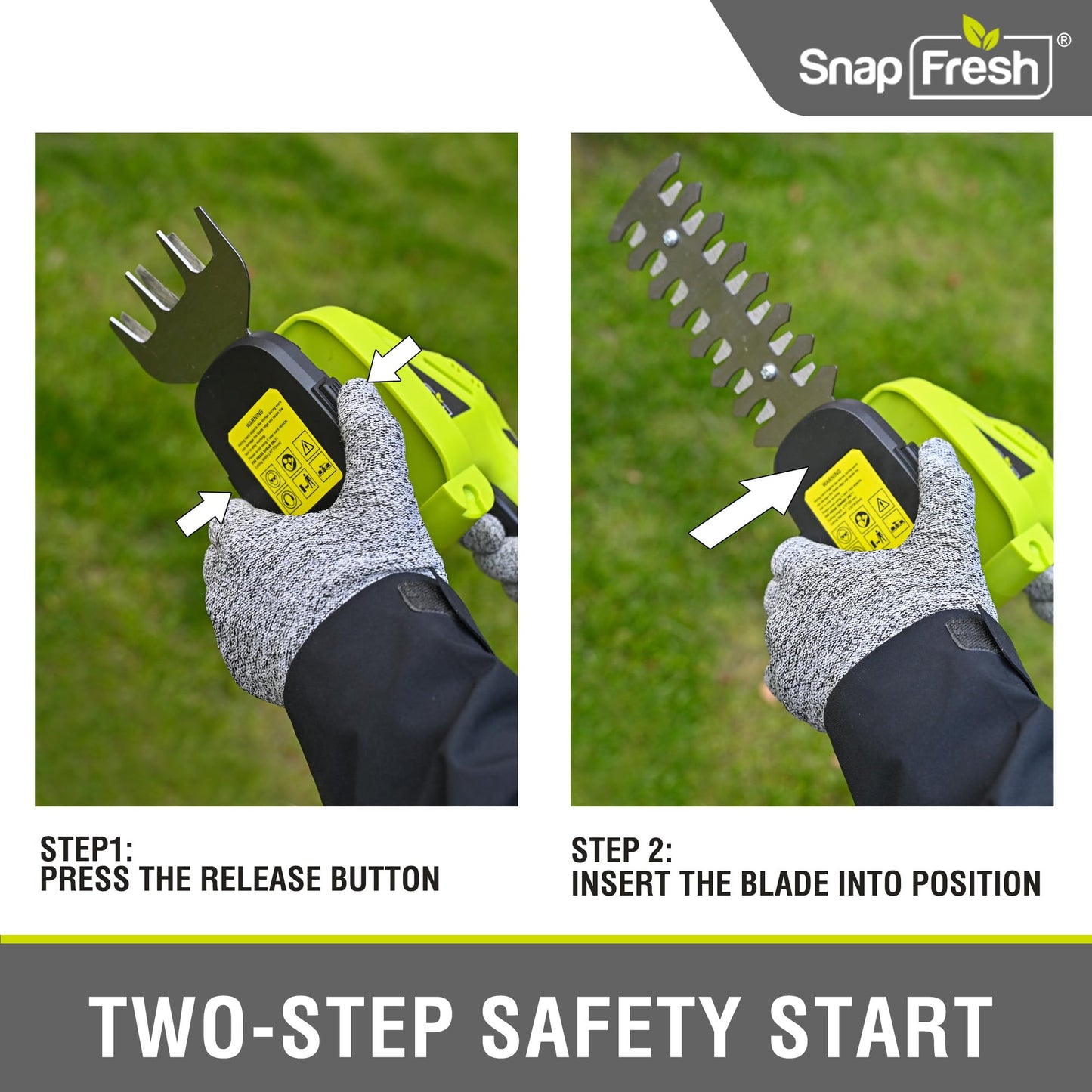 SnapFresh Cordless Grass Shear Bush Trimmer, 2 in 1 Handheld Hedge Trimmer, 7.2V Electric Grass Trimmers, Lightweight Shrubbery Trimmers Battery & Charger Included, Shrub Trimmer for Garden(Green)