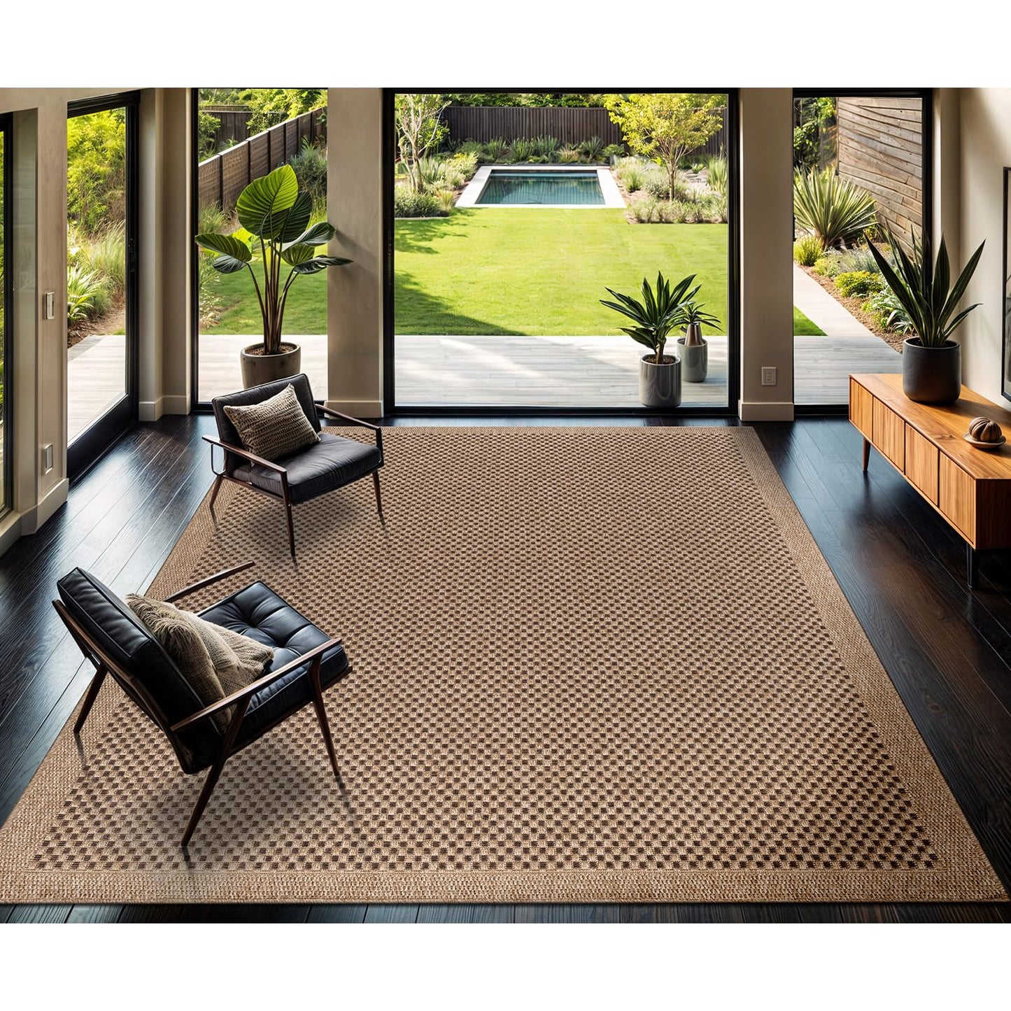 CAMILSON Easy Jute Rug 8x10, Indoor Outdoor Natural Color Fiber Area Rugs for Living Room Patio and Kitchen Rug, Sisal Boho Woven Design, Easy-Cleaning, Washable Outside Carpet Alfombras (8 x 10)
