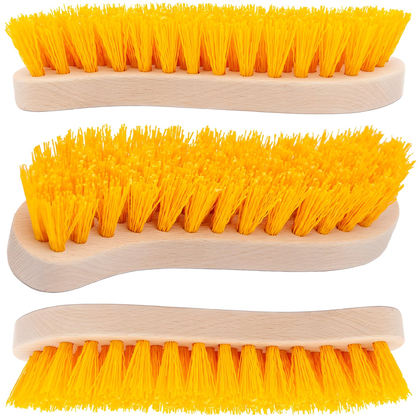 Pack of 3 - Hard Bristle Scrub Brush - Stiff Brush for Cleaning, Heavy Duty Utility Hand Brush Set for Indoor and Outdoor, Nylon Scrubbing Brush