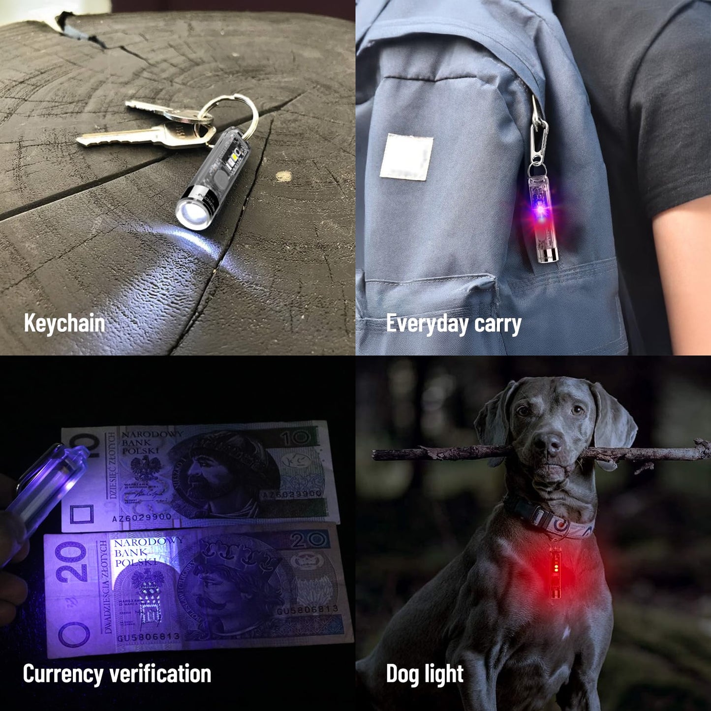 NICRON K11 Rechargeable Keychain Flashlight Lightweight,400 Hight Lumen with Extra 4 Sidelight, IPX4 EDC Mini Flashlight Be Used for Camping Outdoors Emergency Daiy Use