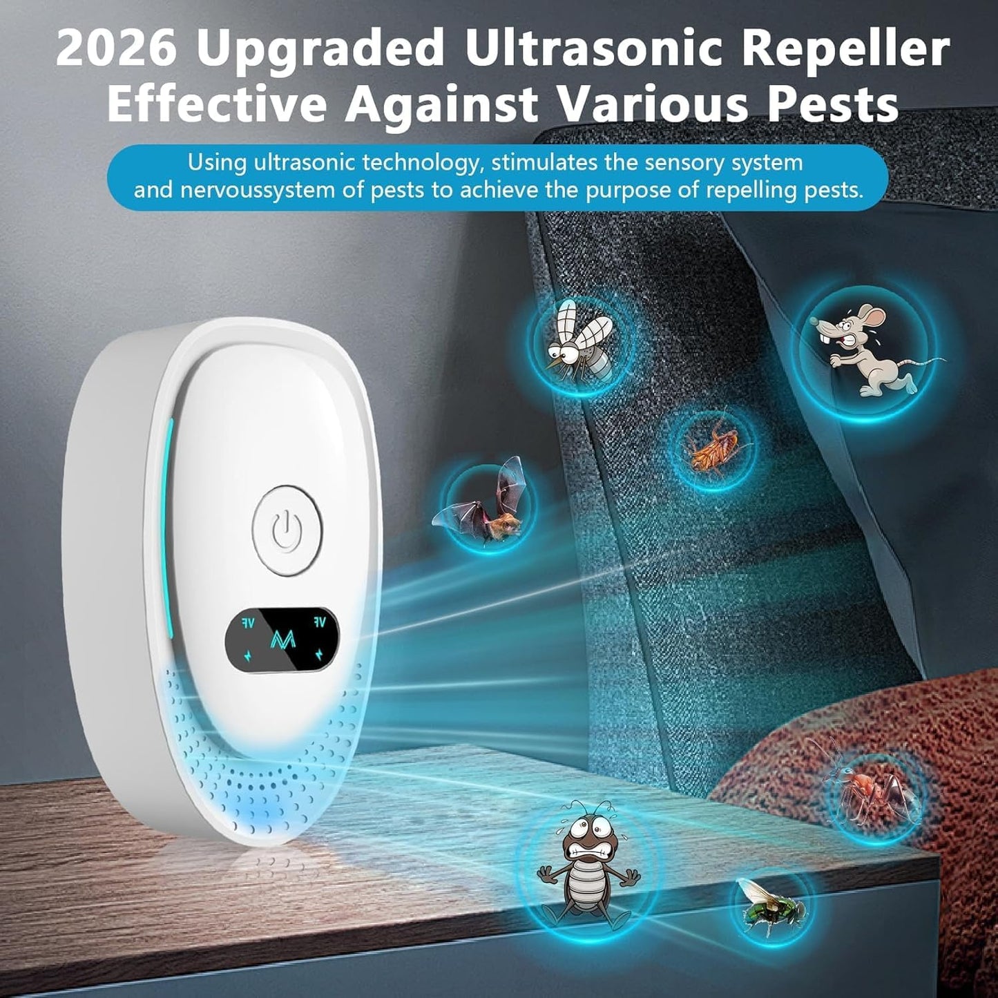 Ultrasonic Pest Repeller 6 Pack – Electronic Pest Repeller Plug in with 3 Modes – Indoor Ultrasonic Rodent & Insect Repellent for Home, Kitchen & Basement – Chemical-Free Pest Control Device