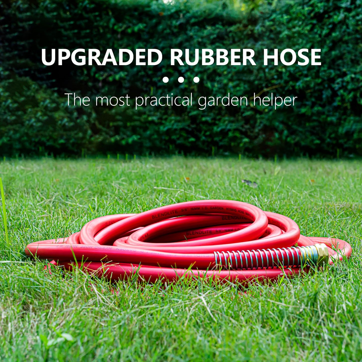 BLENDLITE 5/8" Garden Hose 50ft, -40℉ To 190℉ Hot/Cold, Heavy Duty,Flexible, 300psi Working, 1000psi Burst, 3/4" Brass Fittings with Hose Protector Coil Spring for Outdoor,Yard, Farm