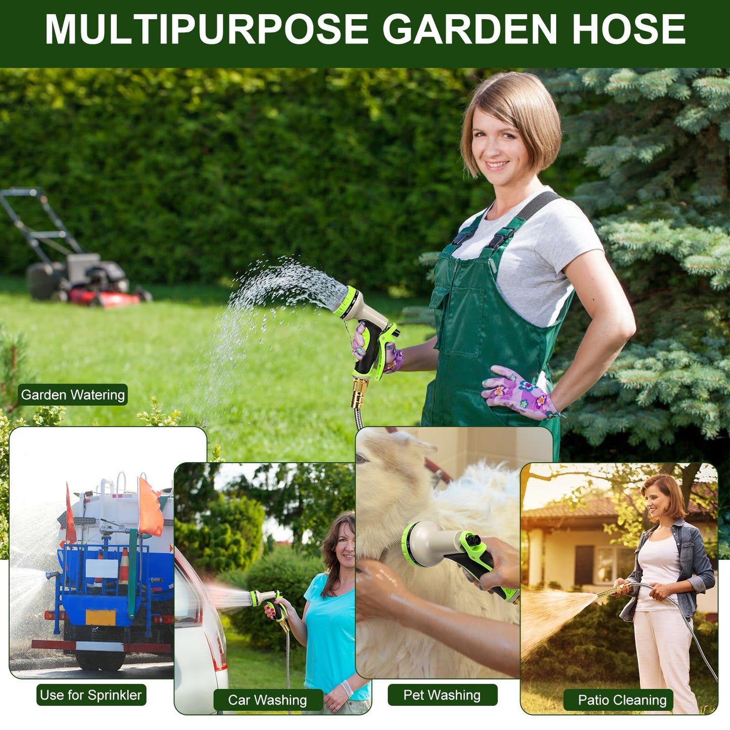 Garden Hose Metal 75 FT, Stainless Steel Hose, Water Hose with 10 Function Nozzle & Brass Nozzle, Lightweight, No Kink & Tangle, Easy to Use & Store, Heavy Duty Metal Hose for Yard and Lawn