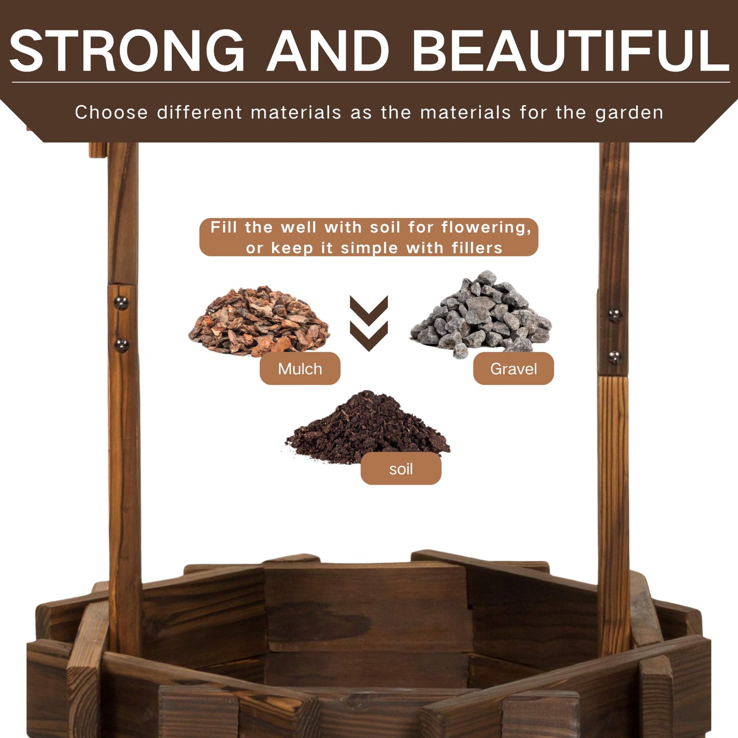 ZSYWODFO Wishing Wells for Outside,Wooden Wishing Well Planter,Rustic Flower Planter for Garden Patio Lawn Backyard Home Decor-21.7X21.7X47.25IN