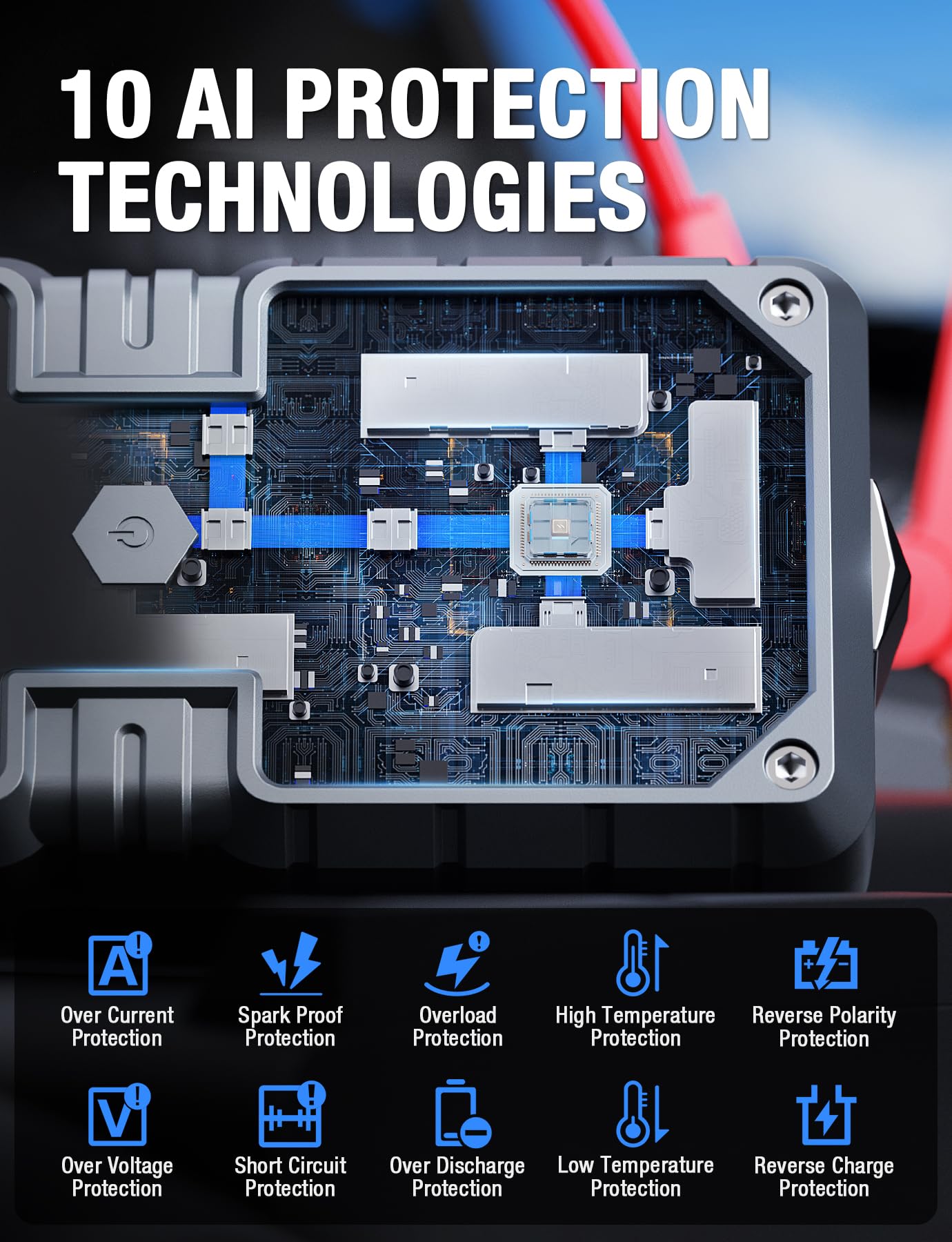 6250A Jump Starter Battery Jump Starter Battery Pack (for All Gas or 9.0+L Diesel), 2 USB Port, 12V Potable Car Jump Start with 3.2″ HD Display 48-Months Stand-by Time
