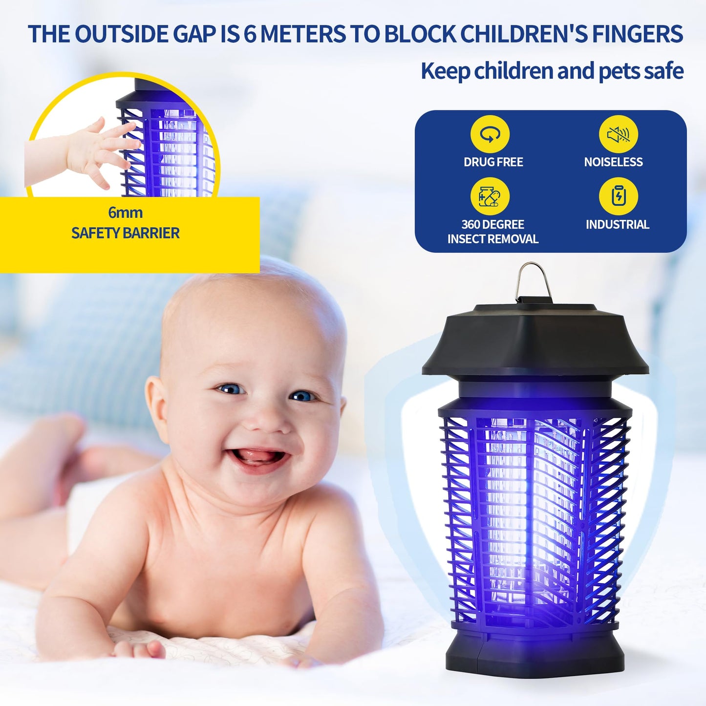 Mosqueda Bug Zapper Outdoor Electric Simply zap for Indoor Outdoor Fly Zapper Traps Mosquito Killer for Home, Backyard, Patio, 90-130V, Bug Zapper Indoor