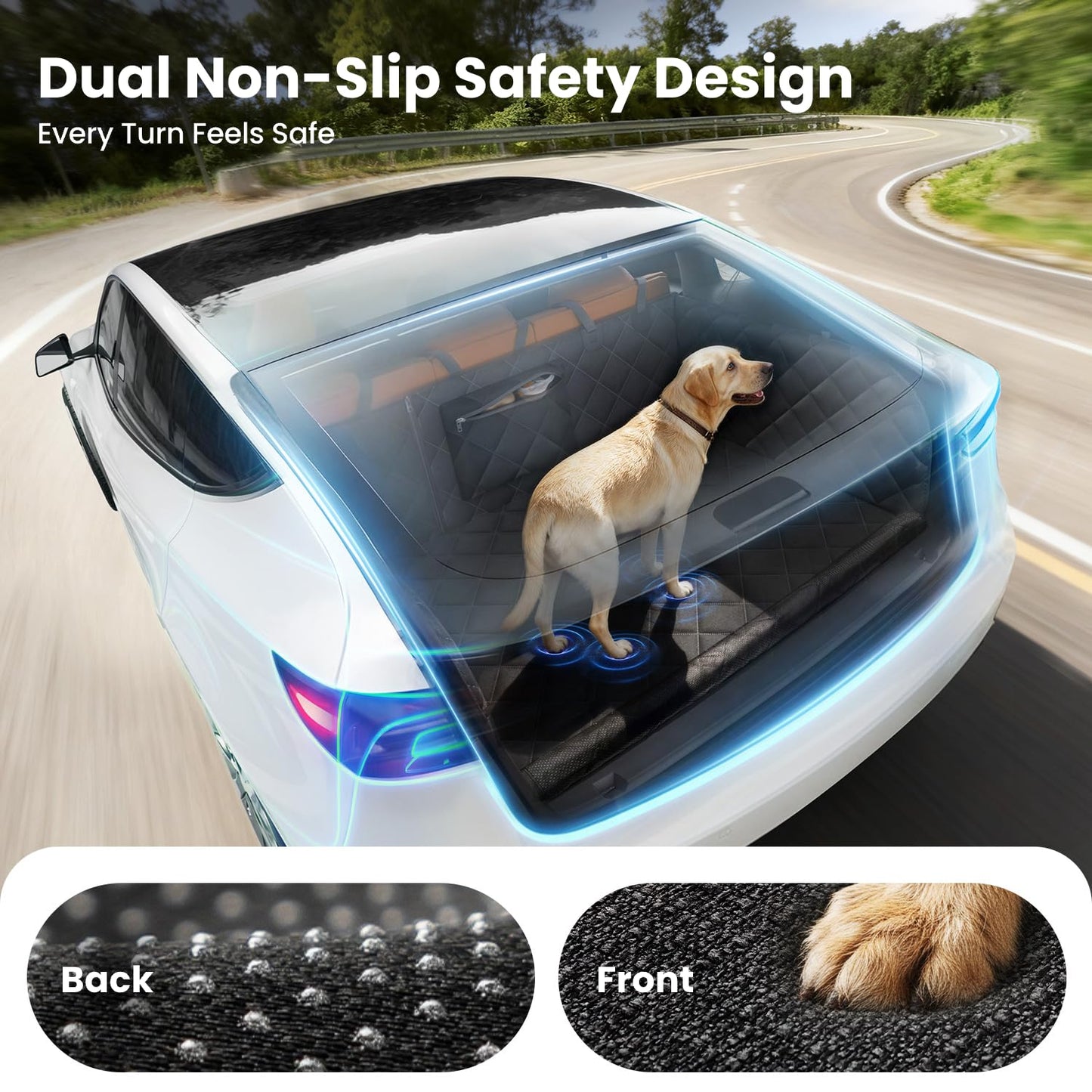 REEVAA SUV Cargo Liner for Dogs, Full Coverage Non-Slip Cargo Cover with Cushioned Sides to Protect Your Dog, Waterproof & Durable, Machine Washable Trunk Protector Mat (M, Black)