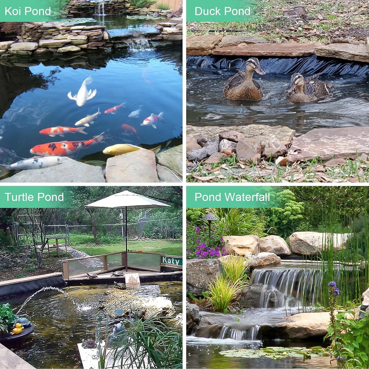 DGSL Pond Liner, 20 Mil 10 X 15 FT Pond Liners for Outdoor Ponds, HDPE Fish Pond Liner for Natural Looking Ponds, Aquaculture, Koi Ponds and Water Garden, Preformed Large Size Easy Cutting