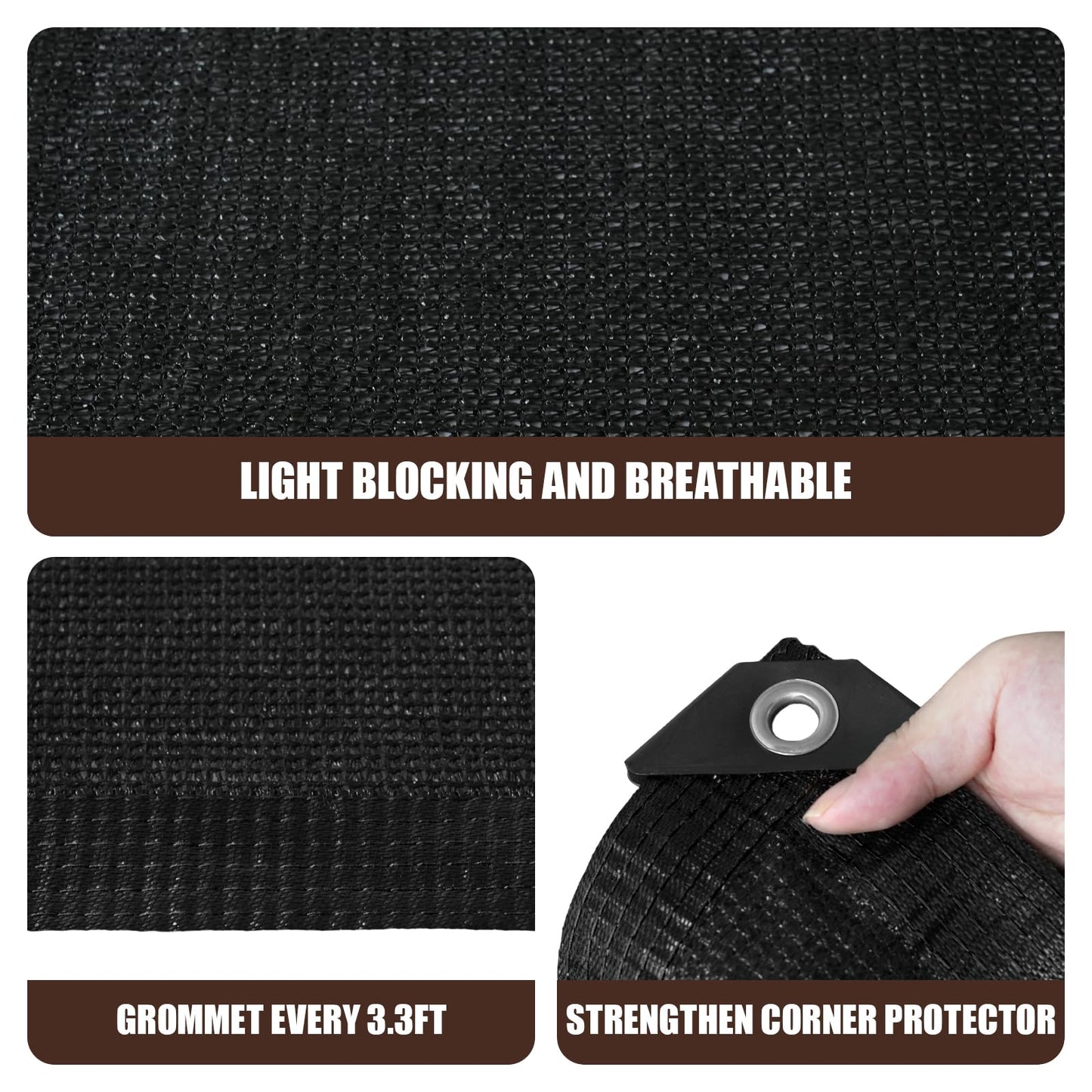 Vandham 90% Sun Shade Cloth for Garden, 8 * 13FT Heavy Duty Shade Tarp with Grommets & Reinforced Edges - UV Resistant Sunblock Net for Patio, Backyard, Greenhouse, Kennel, Pergola, Black