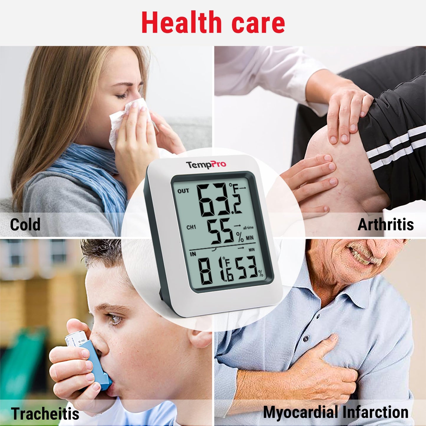 TempPro TP60 Digital Hygrometer Outdoor Thermometer Wireless Temperature and Humidity Gauge Monitor Room Thermometer with 500ft/150m Range Humidity Meter Temperature Indicators (Previously ThermoPro)
