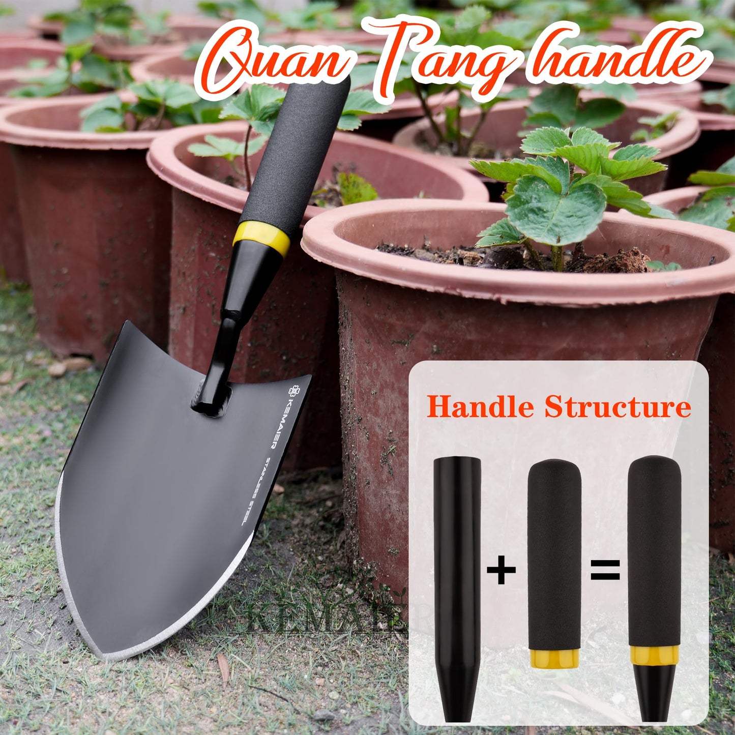 Kemaier Heavy Duty Stainless Steel Garden Trowel and Shovel, Easy Digging and Weeding, Durable Garden Tools for Gardening and Planting
