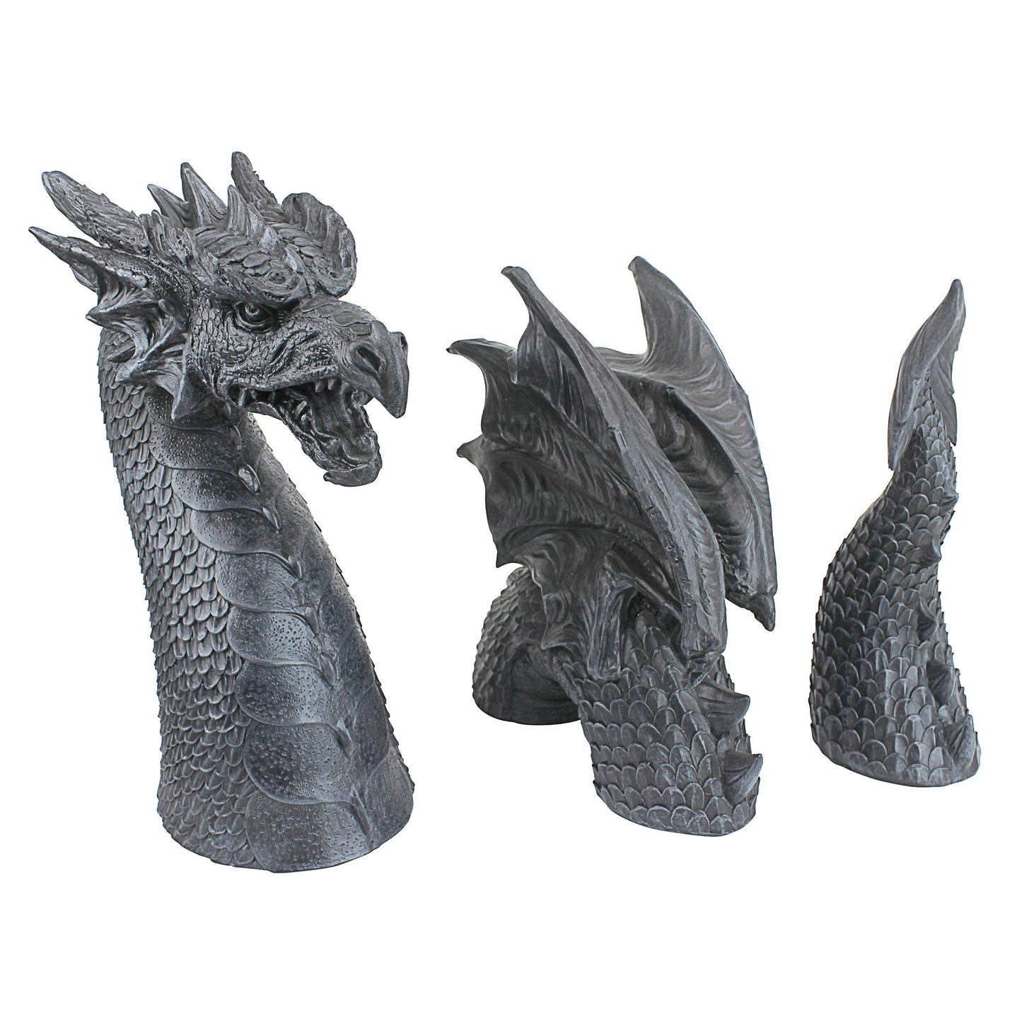 Design Toscano The Dragon of Falkenberg Castle Moat Lawn Garden Statue, 28 Inch Long, 14 Inch Tall, Cast Stone Resin, Gray Stone Finish