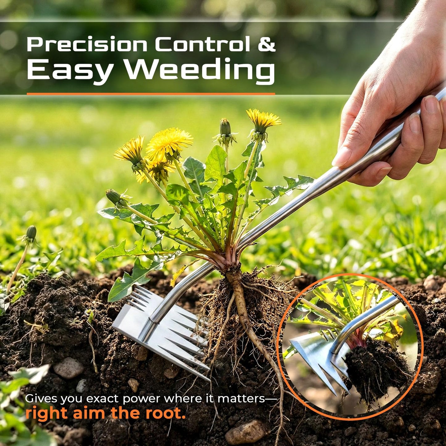 LOOHOI Weed Puller Tool, Manual Weeder with Deep Root Removal, Heavy Duty 304 Stainless Steel Weed Remover for Garden, Faster Than Step Weeders