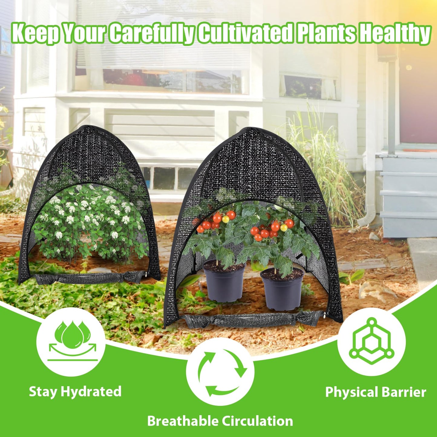 2 Pack Plant Shade Tent, Plant Shades for Outdoor Plants, UV Resisitant 50% Sunblock Shade for Plants Sun Protection, Plant Shade Cover for Flower Potted Plants (28x28x33Inch)