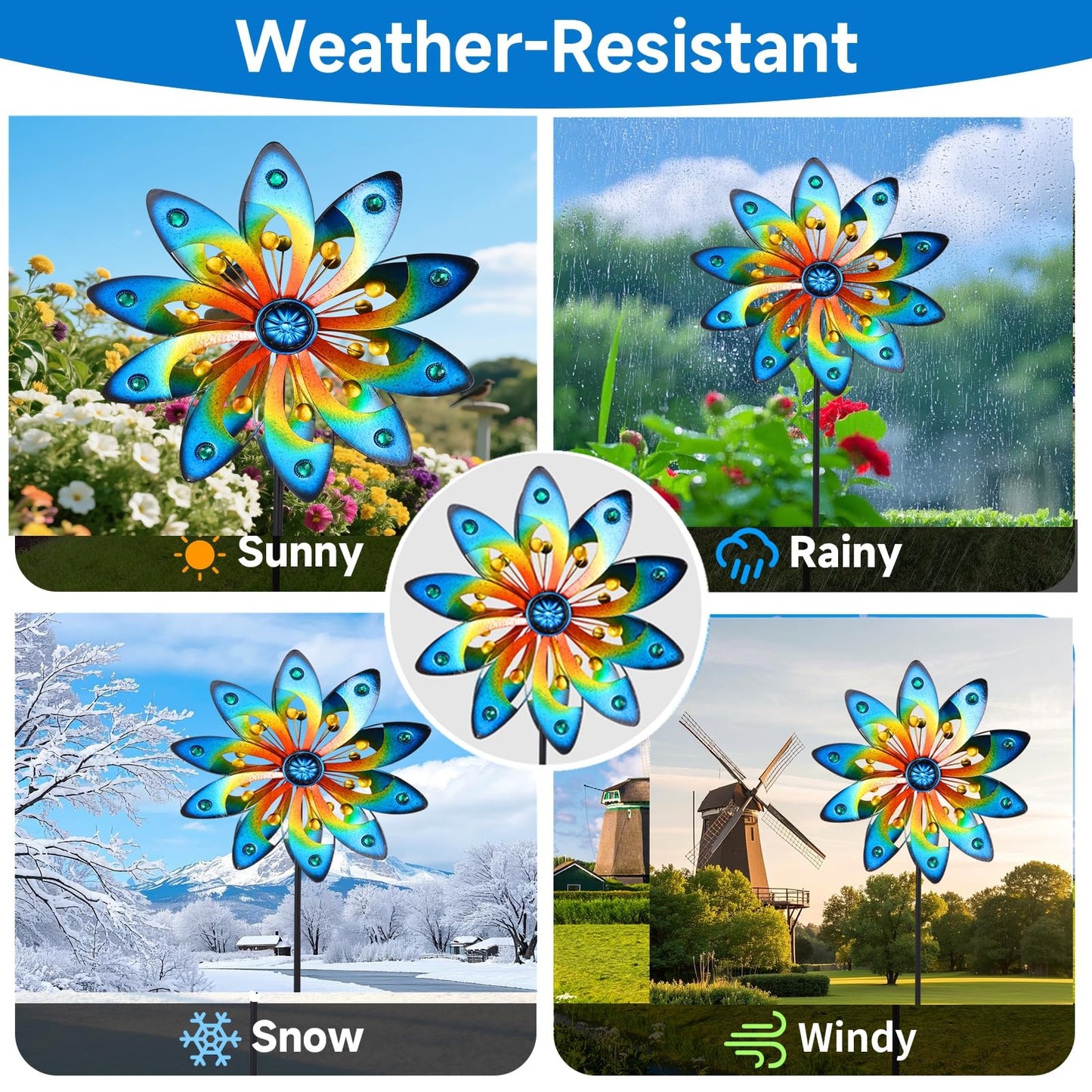 Metal Wind Spinner for Yard Decor Garden Windmill Outdoor Kinetic Wind Sculpture Dual Direction for Backyard Patio Lawn Homewarming Gift