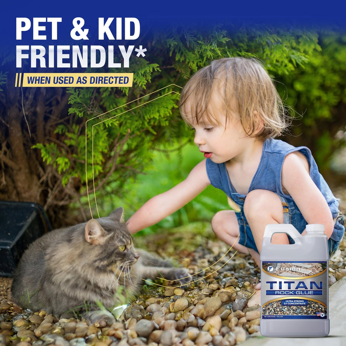 Titan Rock Glue for Landscaping - Stone Glue for Outside Rocks, Small Pebbles, & Pea Gravel, Gravel Binder, Pathway Stabilizer, Long-Lasting Formula, Prevents Erosion (128 Fl Oz) by Fusion Chemical
