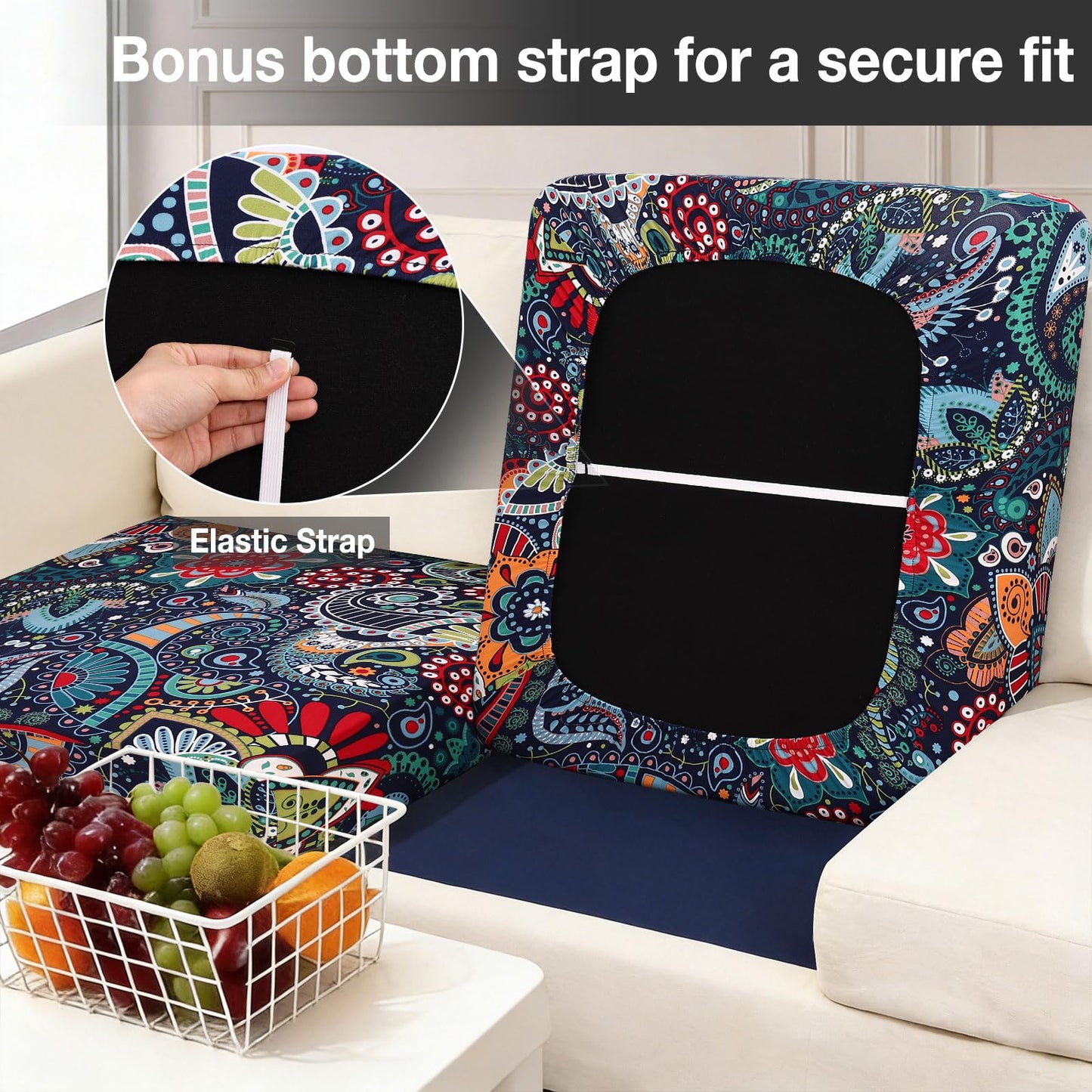 hyha 12Pcs Patio Cushion Covers, Stretch Outdoor Couch Cushion Covers Replacement, Washable Outdoor Chair/Sofa Slipcovers for Patio Furniture Cushions Protector with Elastic Bottom(Paisley,Cover Only)