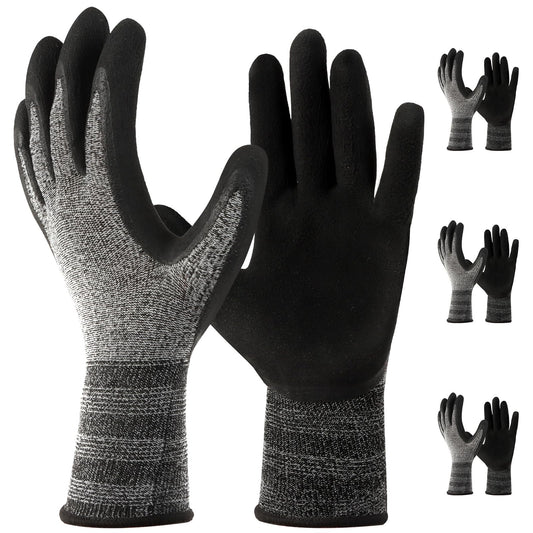 LUCKY SLD 3Pairs Safety Work Gloves ST3230 PU Coated,Gray Work gloves Comfort Stretchy Fit,Breathable and Lightweight, Strong grip and Durable,Machine Washable;(Large)