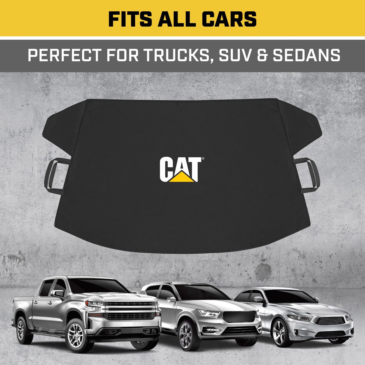 Cat® Windshield Snow Cover, Toughest Car Frost Protector for Ice & Sleet, Weatherproof for Winter, Includes Anti-Theft Straps, Freeze Protector for Auto Car Truck Van SUV, Wide Size 78"x45" inch,Black