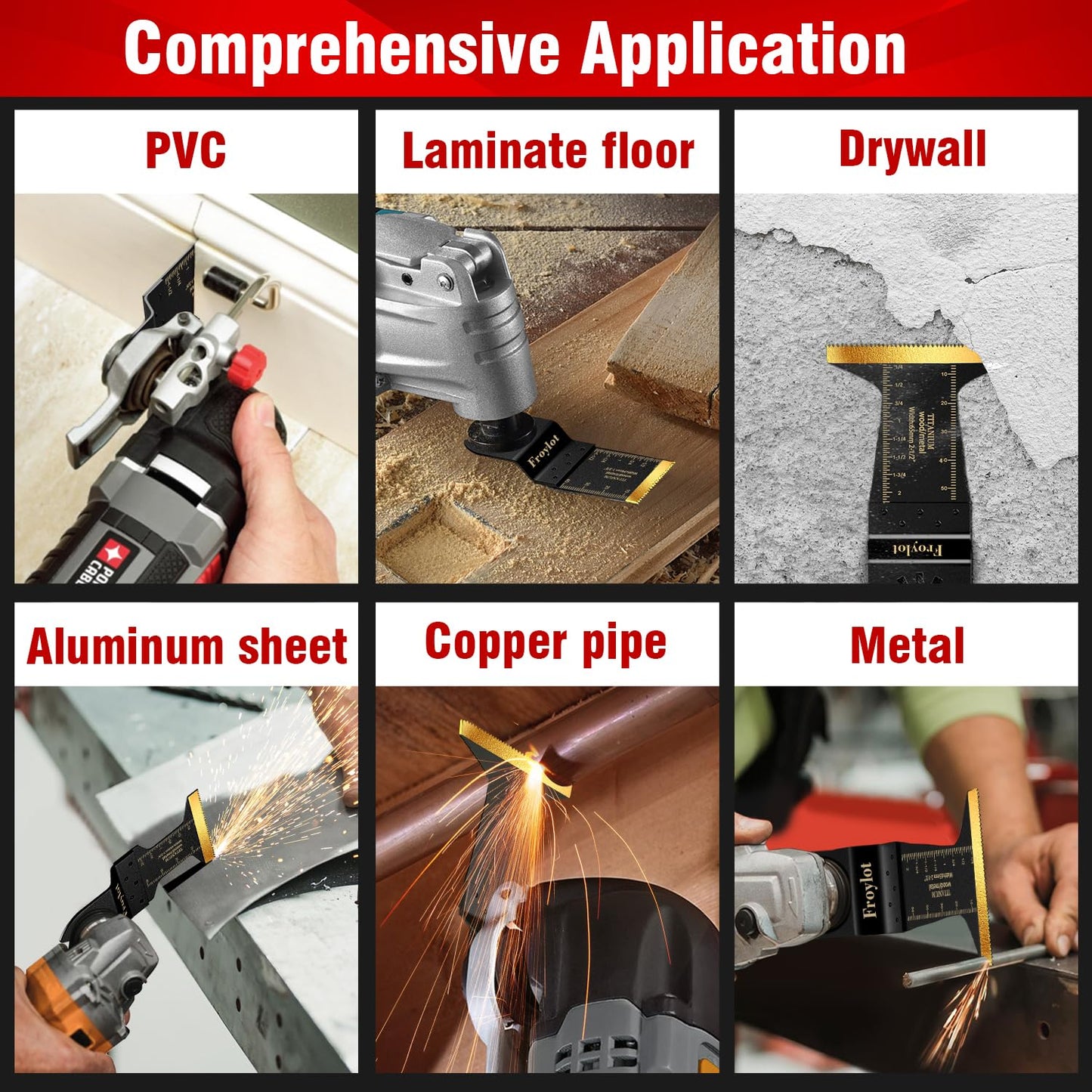 24PCS Bi-Metal Titanium Oscillating Tool Blades – Multi-Tool Blades Cutting Nails, Staple, Copper Pipe, Drywall, Sheetrock, Wood, Siding – Universal Fit DeWalt, Milwaukee, Fein, Metabo, Rigid (M42 Ti)