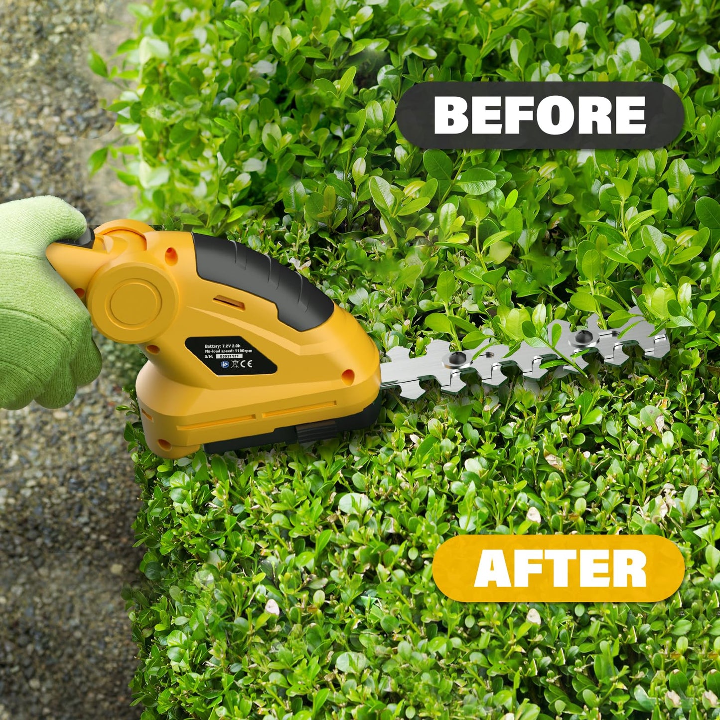 ZEGJAW 7.2V Cordless Hedge Trimmer & Grass Shears, 2 in 1 Electric Handheld Shrub Trimmer, Lightweight Rechargeable Bush Trimmers for Yard, Lawn, Garden