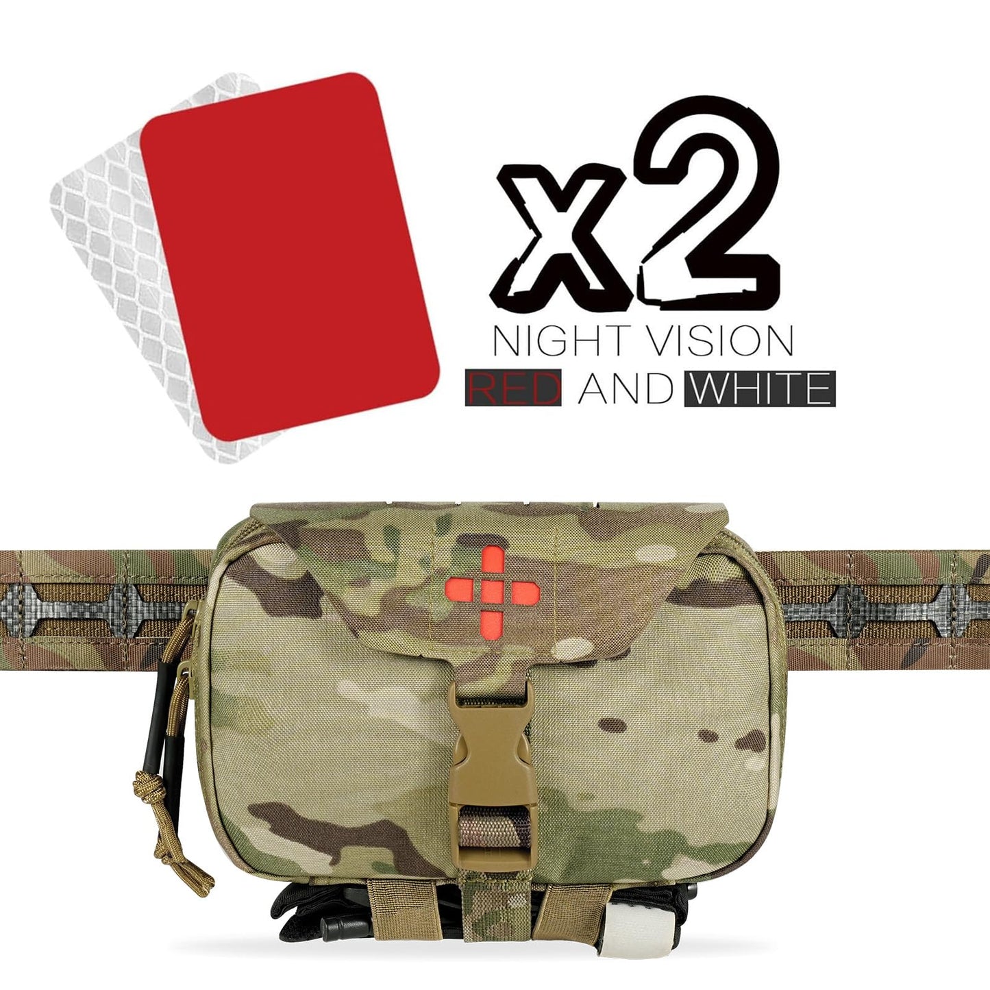 Lonloke Ifak Pouch-Rapid Deployment Tactical MOLLE Trauma Kit Pouches, Quick Release Tear-Off Medical First Aid Kit Organiser with Red Immediate Identify for Emergency Surviva Activities. (MC)