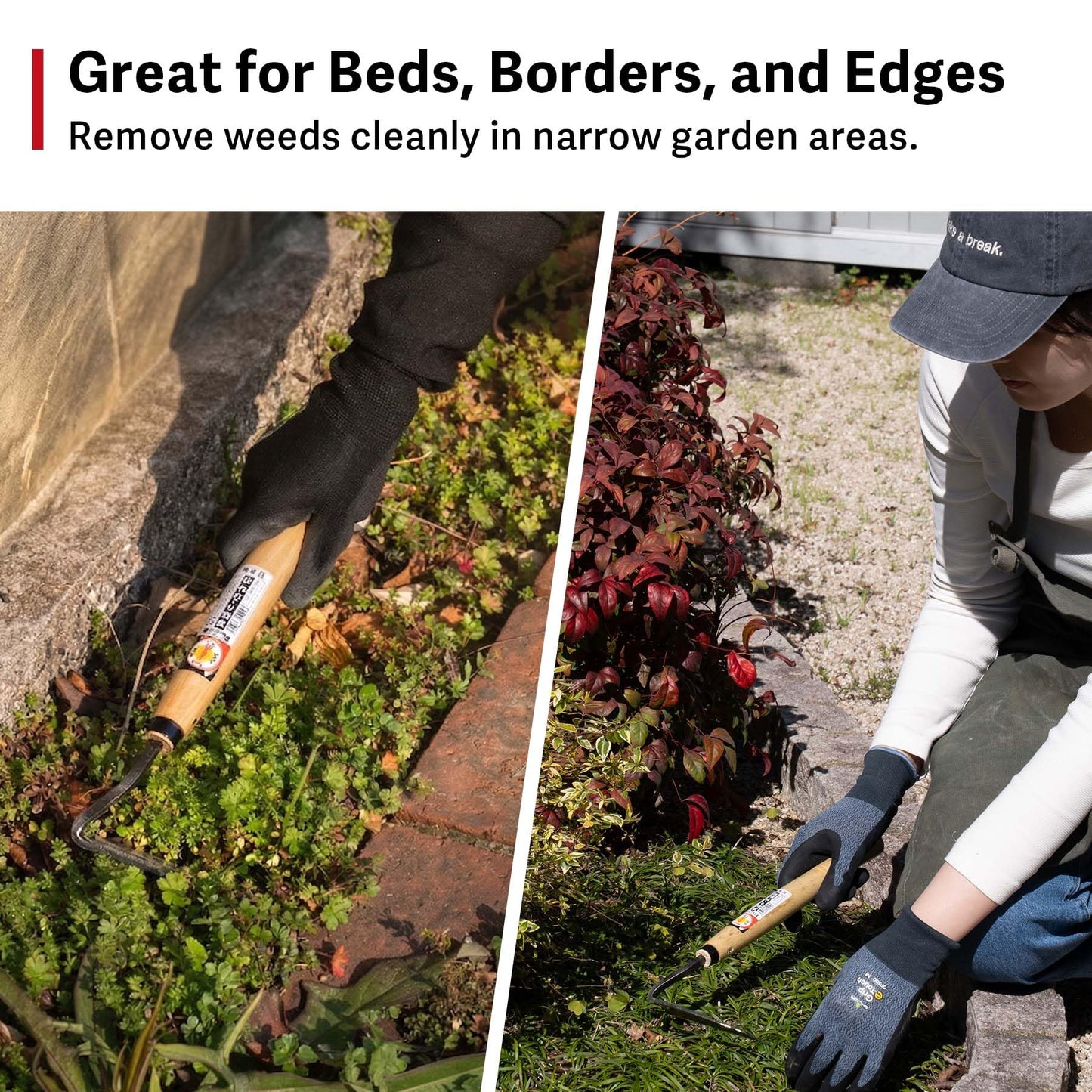 Japanese Weeding Sickle, Hand Weeder Tool for Surface Weed Removal, Tight Spaces and Light Grass Cutting, Made in Japan by HONEN