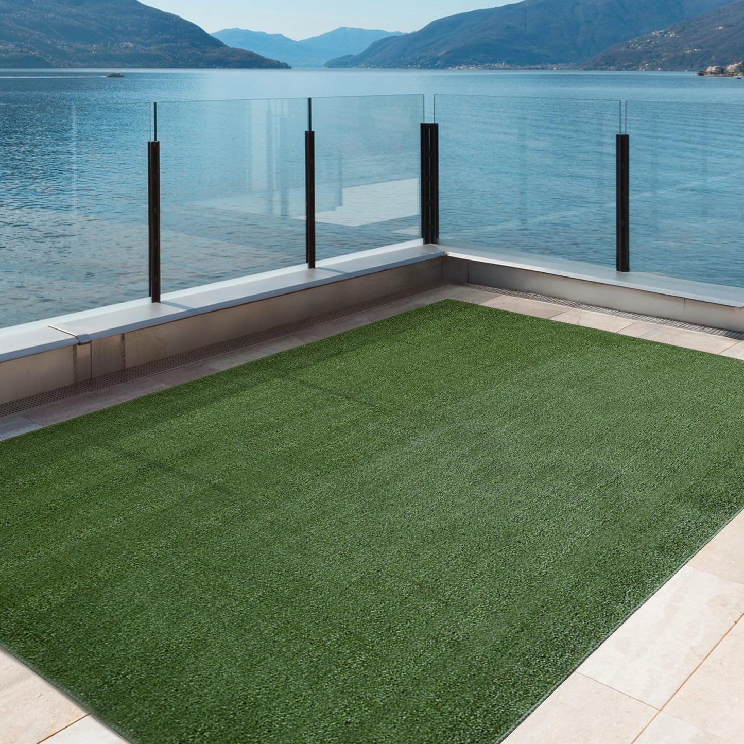 iCustomRug Synthetic Grass Rug – 6 x 10ft Lawn Green Turf Carpet for Patios, Yards, Boats, Camping – Indoor/Outdoor Use