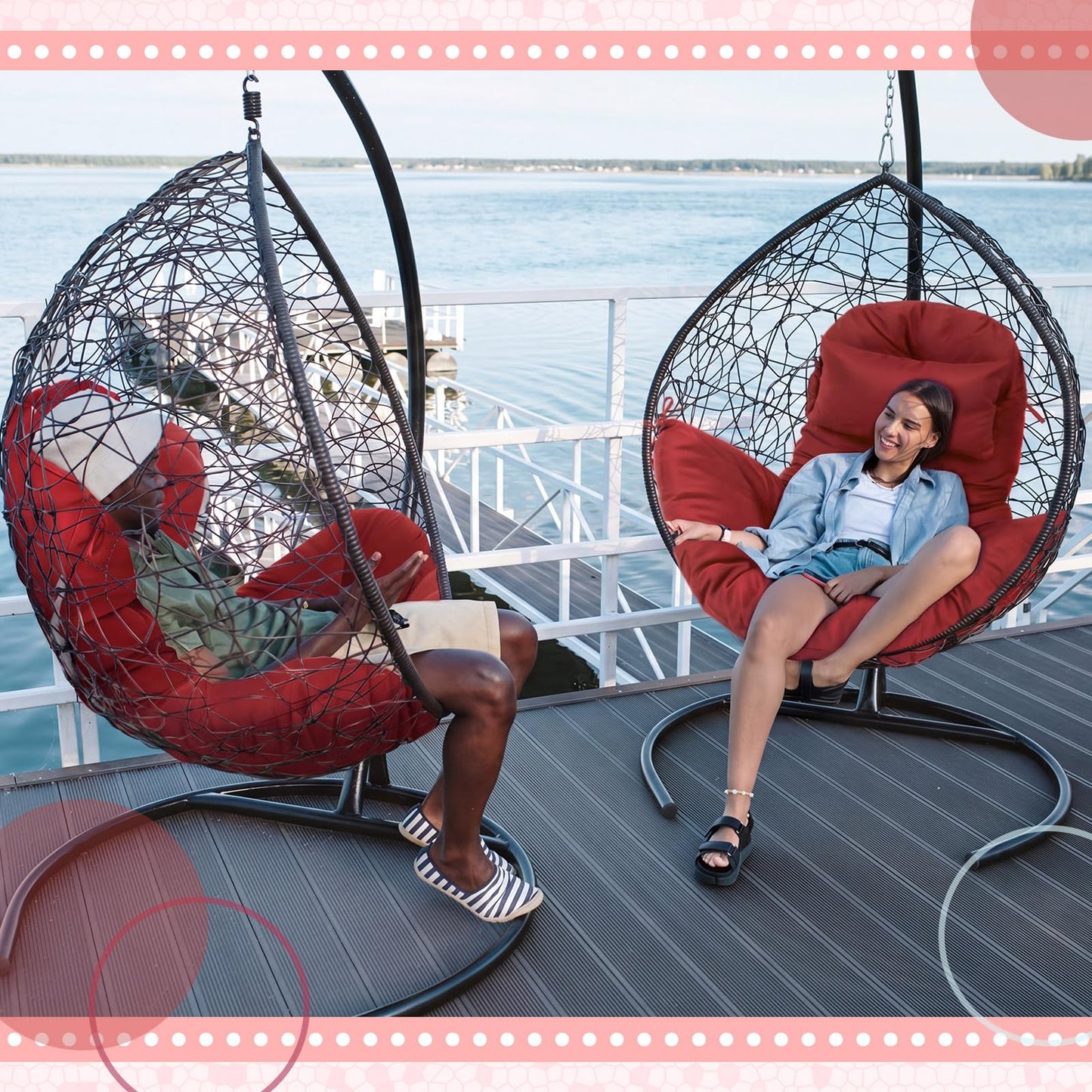 Tudomro Egg Chair Cushion Filling 2.58 kg Replacement Rocking Wicker Chair Cushions High Back Swing Hammock Egg Hanging Cushion Thicken for Indoor Outdoor Patio(Red,1 Pcs)