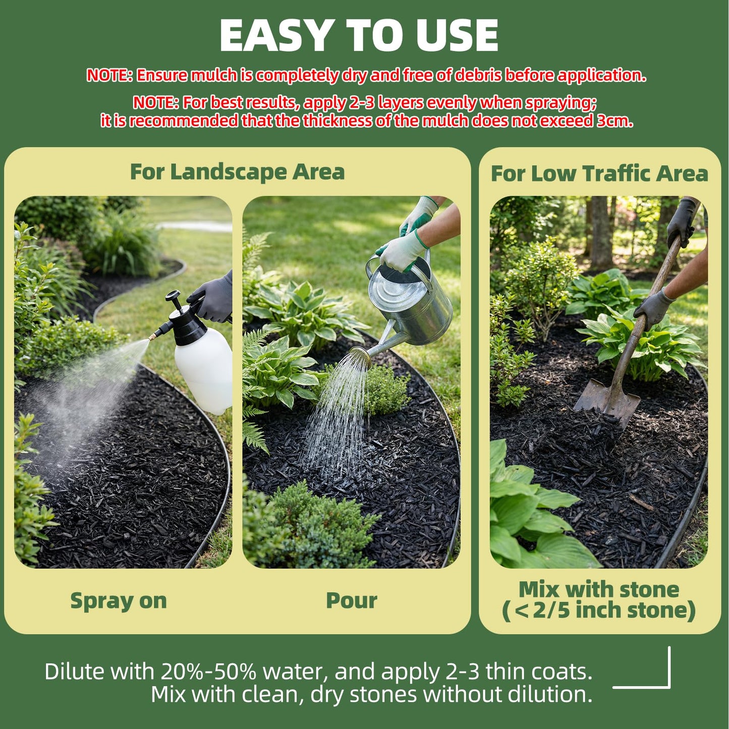 Shabebe Mulch Glue 2 Gallons - Super Stick Rock Glue for Landscaping Gravel Binder for Pea Gravel, Long-Lasting & Non-Toxic, Covers 2X More Area Pebble Gravel Hold for Paths, Patios & Garden Borders