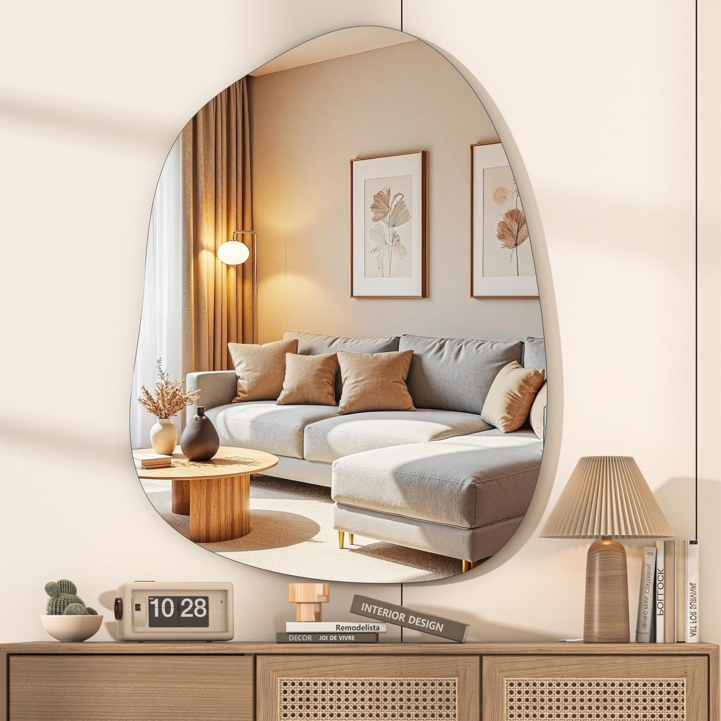 Hasipu Irregular Wall Mirror - 25"x19" Asymmetrical Frameless Mirror, Modern Decorative Mirrors for Living Room, Entryway, Hallway, Bathroom, Bedroom,Wall Mounted Home Decor