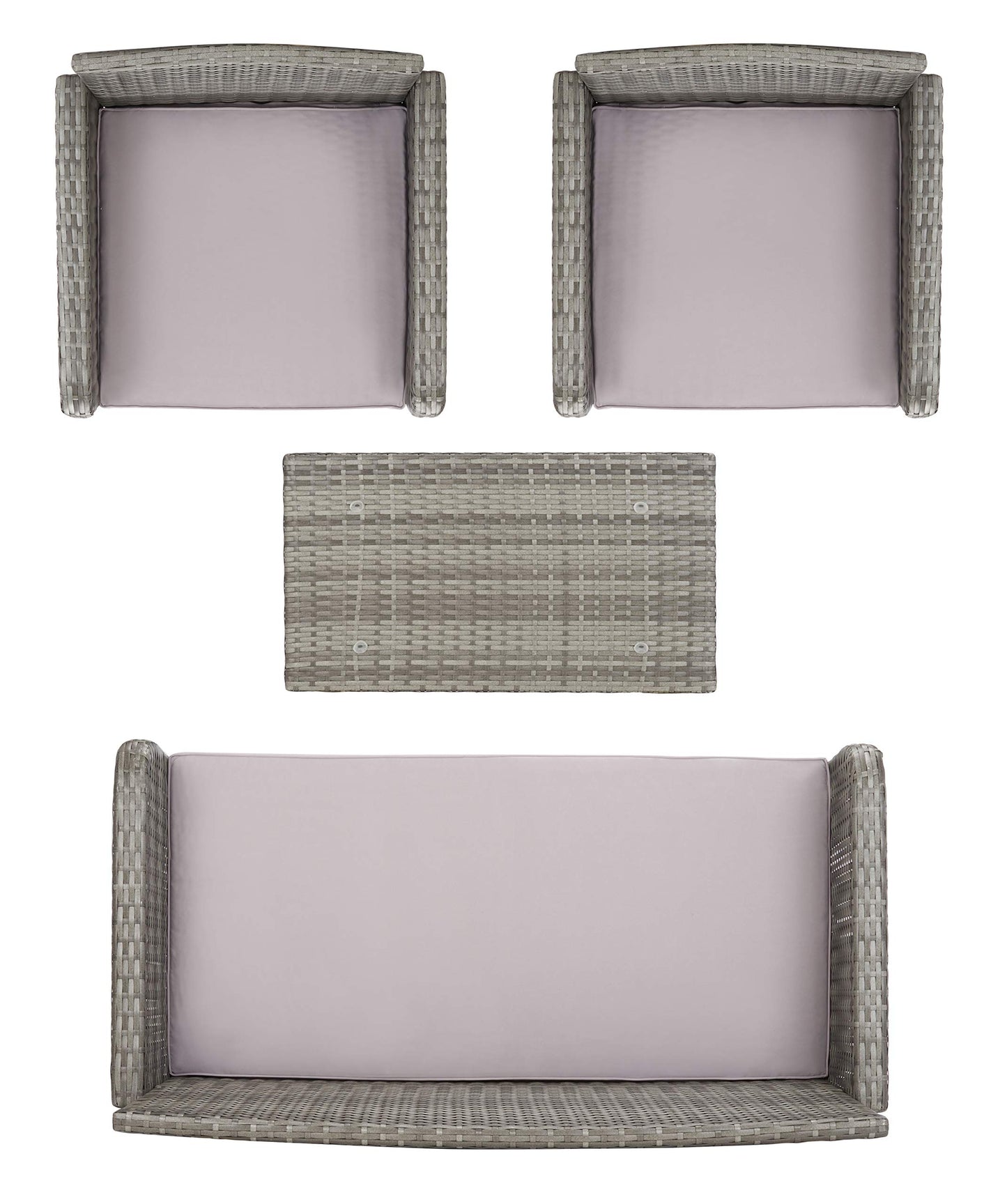 SAFAVIEH PAT7505B Collection Aboka Grey 4-Piece Outdoor Living Patio Set