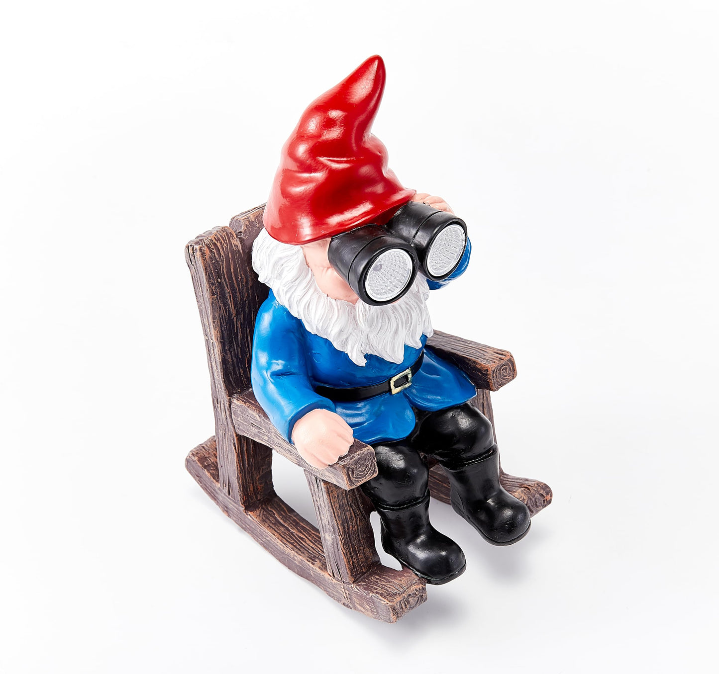 GaloTrek Solar Garden Gnome Statues Resin Gnome Figurines Sitting on Rocking Chair Outdoor Telescope Gnome Gifts for Yard, Patio Decor Gift