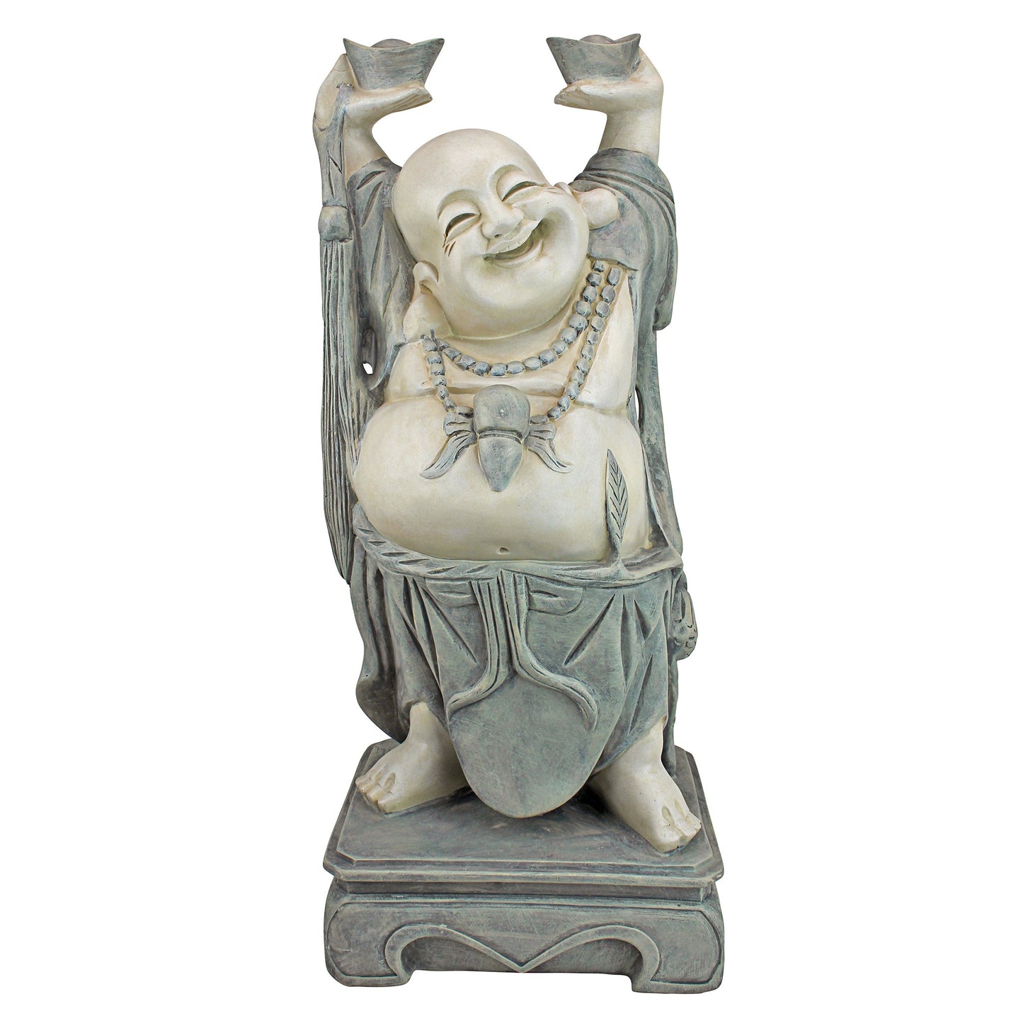 Design Toscano Jolly Hotei Laughing Man Asian Decor Indoor/Outdoor Garden Statue, 26 inches tall, Cast Stone Resin, Two Tone Stone Finish