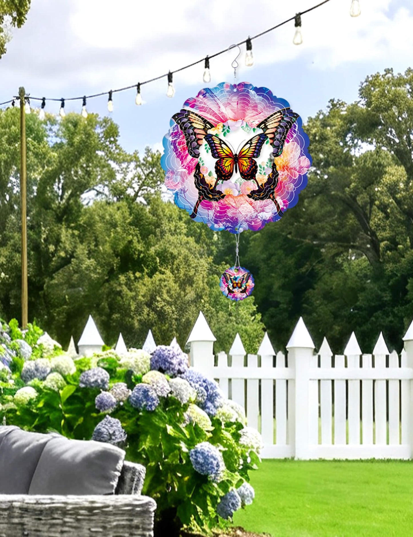Wind Spinner Butterfly - 12In Laser Cut Stainless Steel Wind Spinners Outdoor, 3D Kinetic Hanging Sculpture, Rustproof Metal Garden Decor Yard Art, Unique Gift for Women, Men, Holidays