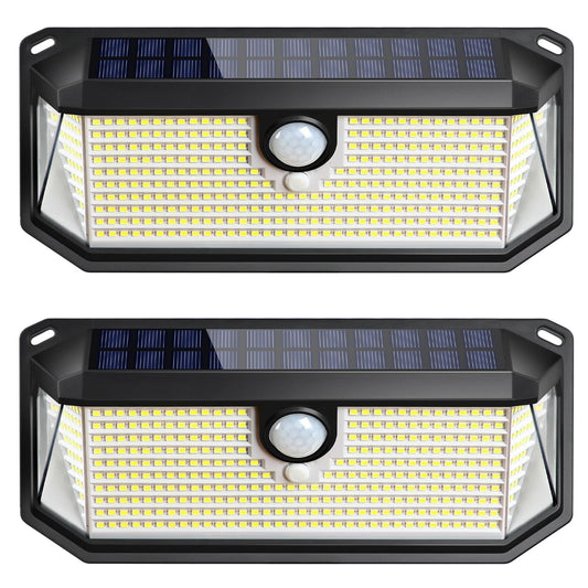 Brightever Solar Outdoor Lights, 4000LM 388 LEDs Motion Sensor Solar Powered Outdoor Light, IP65 Waterproof Exterior Flood Security Lights with 270° Wide Angle & 3 Modes for Patio Garage, 2-Pack