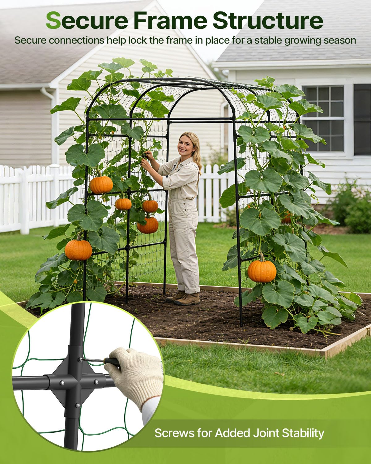 Suteck 7.5FT Tall Garden Arch Trellis – Metal Garden Arch for Climbing Plants, Easy Assembly Outdoor Trellis for Vines & Flowers, Home Gardeners