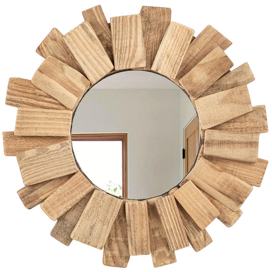 Rustic Driftwood Round Wall Mirror – Natural Wooden Frame Decorative Mirror for Farmhouse Coastal Boho Home Décor – 12" Sizes for Bathroom, Living Room, or Entryway