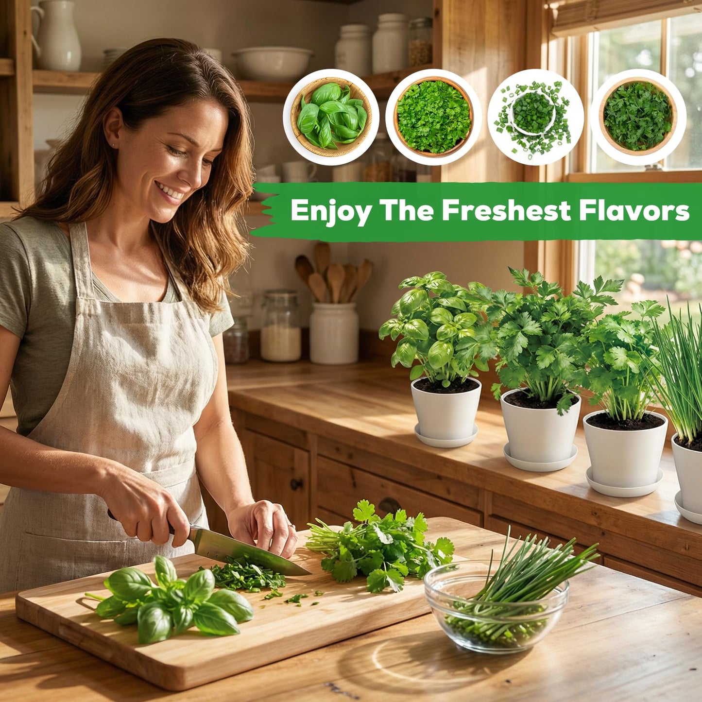 PLANTMEW Indoor Herb Garden Starter Kit - Mothers Day Gifts - 4 Non GMO, Heirloom Culinary Herb Seeds, Unique Gardening Gift for Women, Mom, Her, Birthday, Housewarming, Plant Lovers