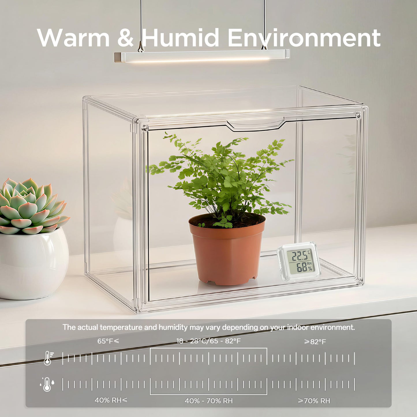 HBlife Mini Greenhouse for Indoor, Clear Stackable Green House with Magnetic Waterproof Door for Small Plants Nursery Germination, Tabletop Portable Greenhouse, 14.1x8.6x10.6 Inch (1 Pack)