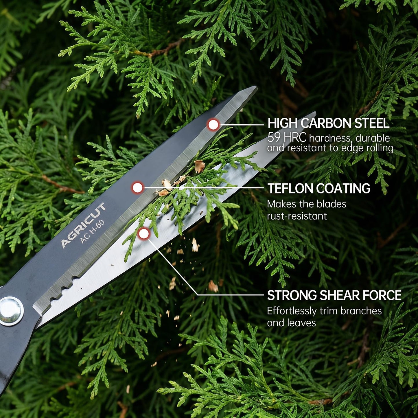 AGRICUT 23" Garden Hedge Shears - Hedge Clippers with High Carbon Steel Blade Branch Cutter Plant Trimmers for Yard Orchard Garden