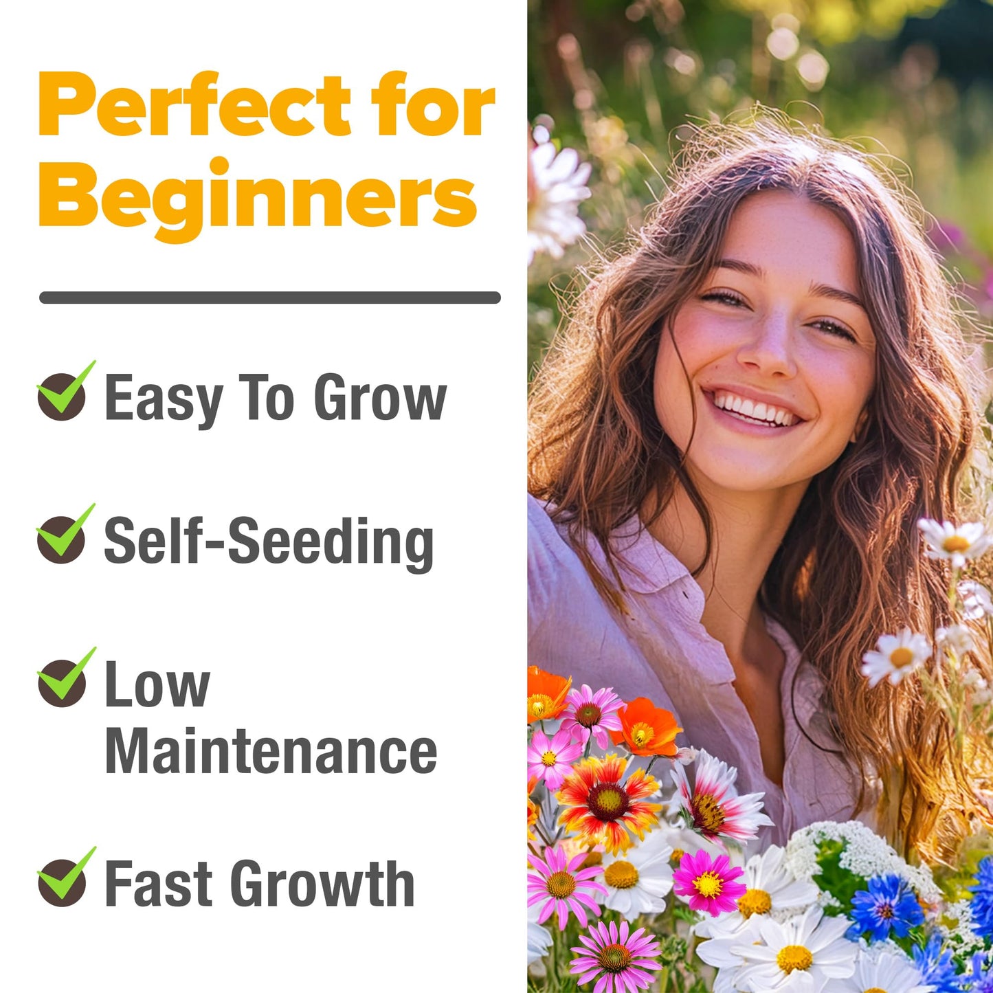 HOME GROWN 90,000+ Wildflower Seeds Mix 3oz 24 Varieties Non-GMO Perennial Flower Seeds for Planting Outdoors Butterfly & Pollinator Flower Mix Attract Bees Birds & Hummingbirds