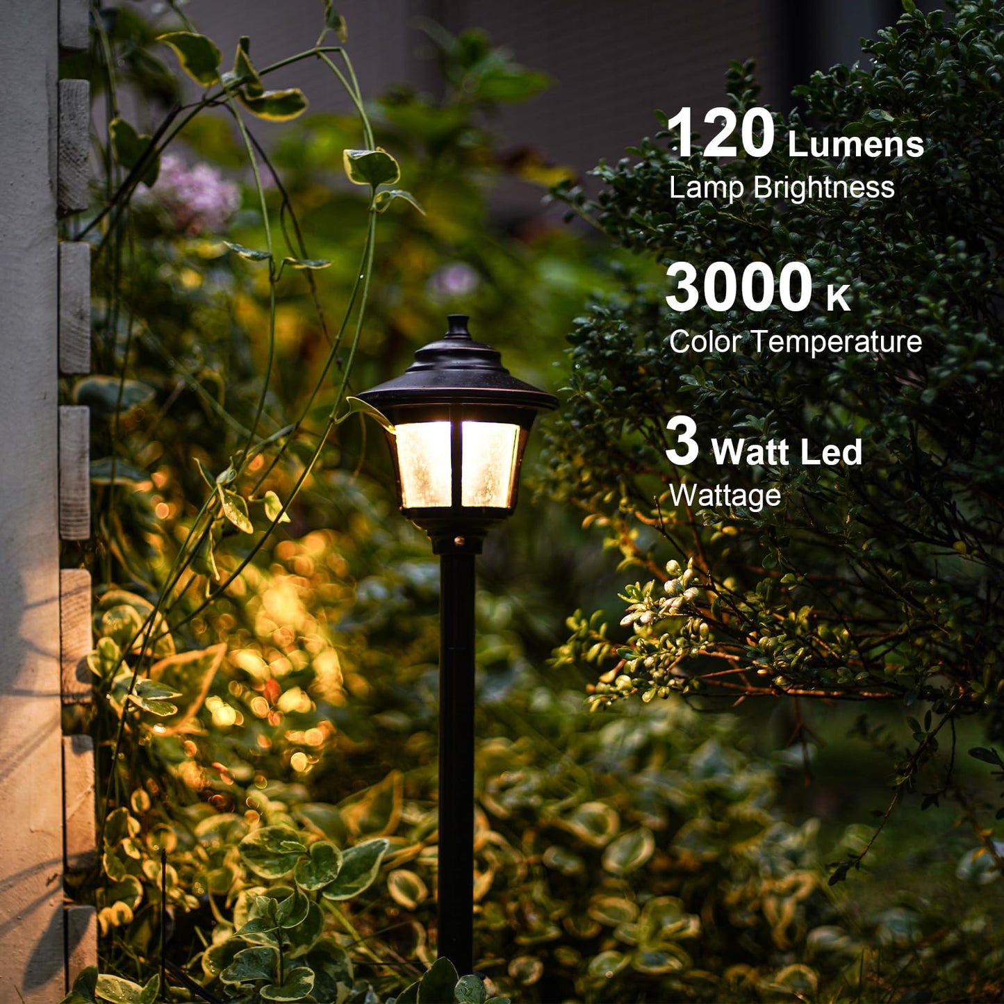 GOODSMANN Low Voltage Landscape Lighting Oil Rubbed Bronze 8PK Path Lights Low Voltage 3W LED 120 Lumen 3000K Warm White with Cable Connectors