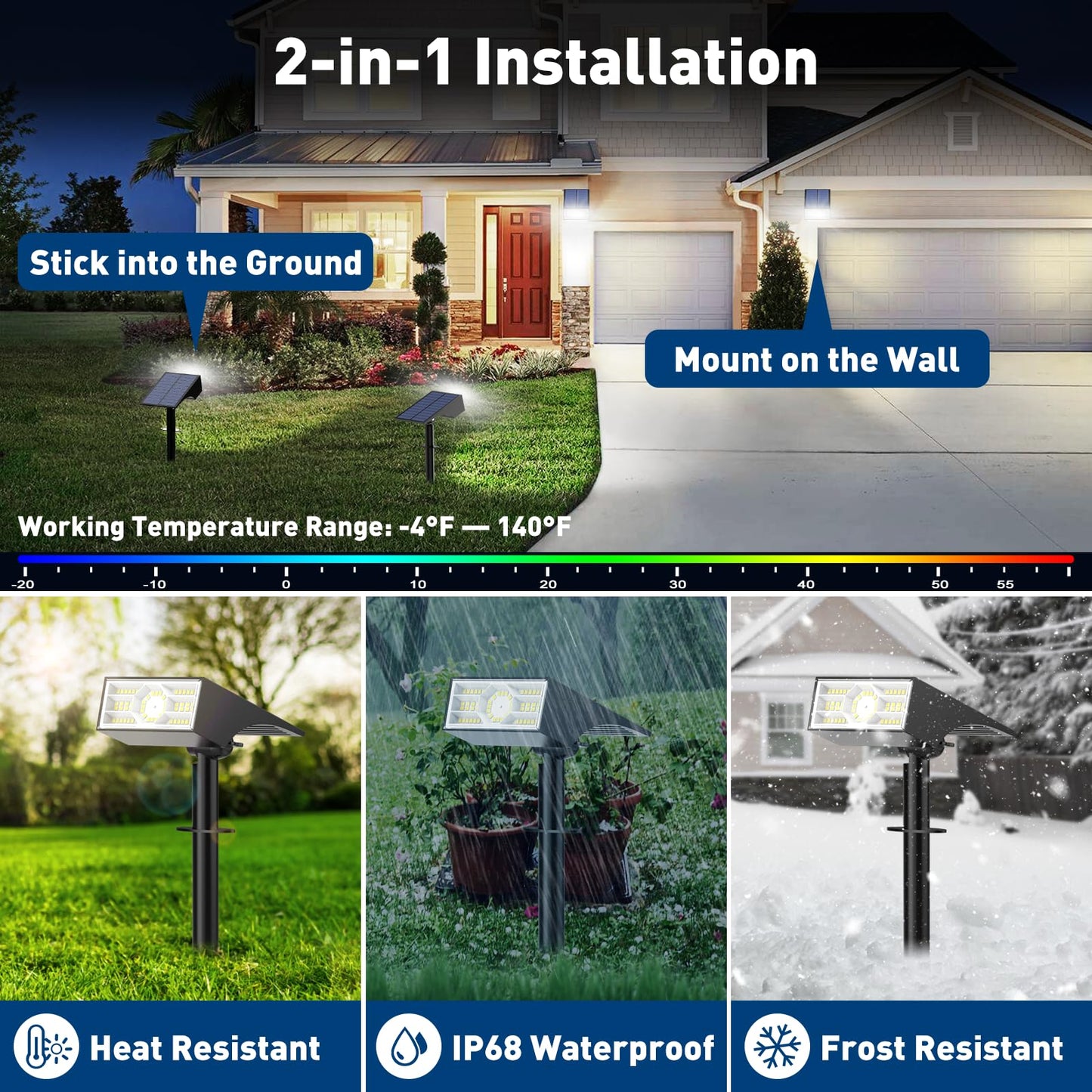 Katipeal Solar Spot Lights Outdoor,10 Pack/56 LED Outdoor Lights for Yard Waterproof IP68, 4 Lighting Modes Solar Landscape Spotlights, Auto On/Off Solar Powered Flood Lights Garden Pathway,Cool White