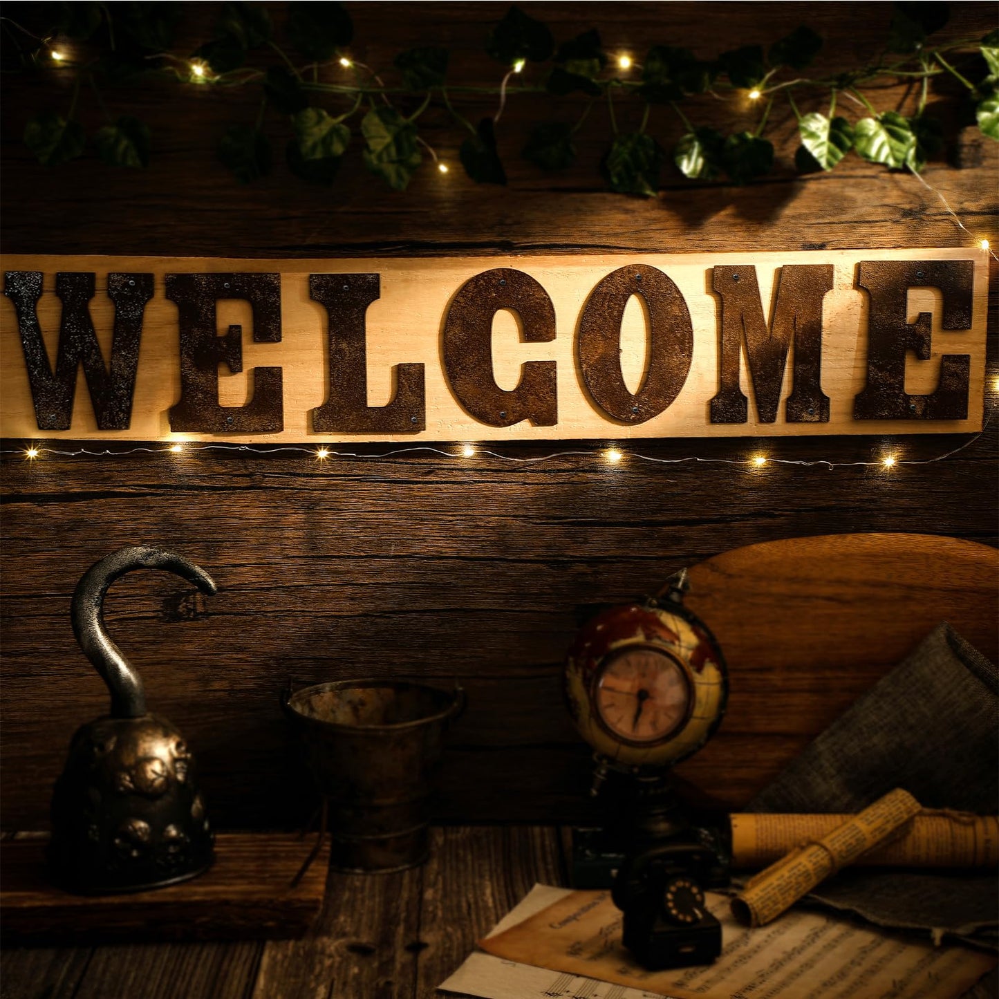 Shimeyao 7 Pieces Metal Welcome Letters Wall Decor 4 Inch Rusty Welcome Letter Sign Rustic Art Decoration for Spring Wedding Front Door Outdoor Porch Fence Garden Home Barn Coffee Bar