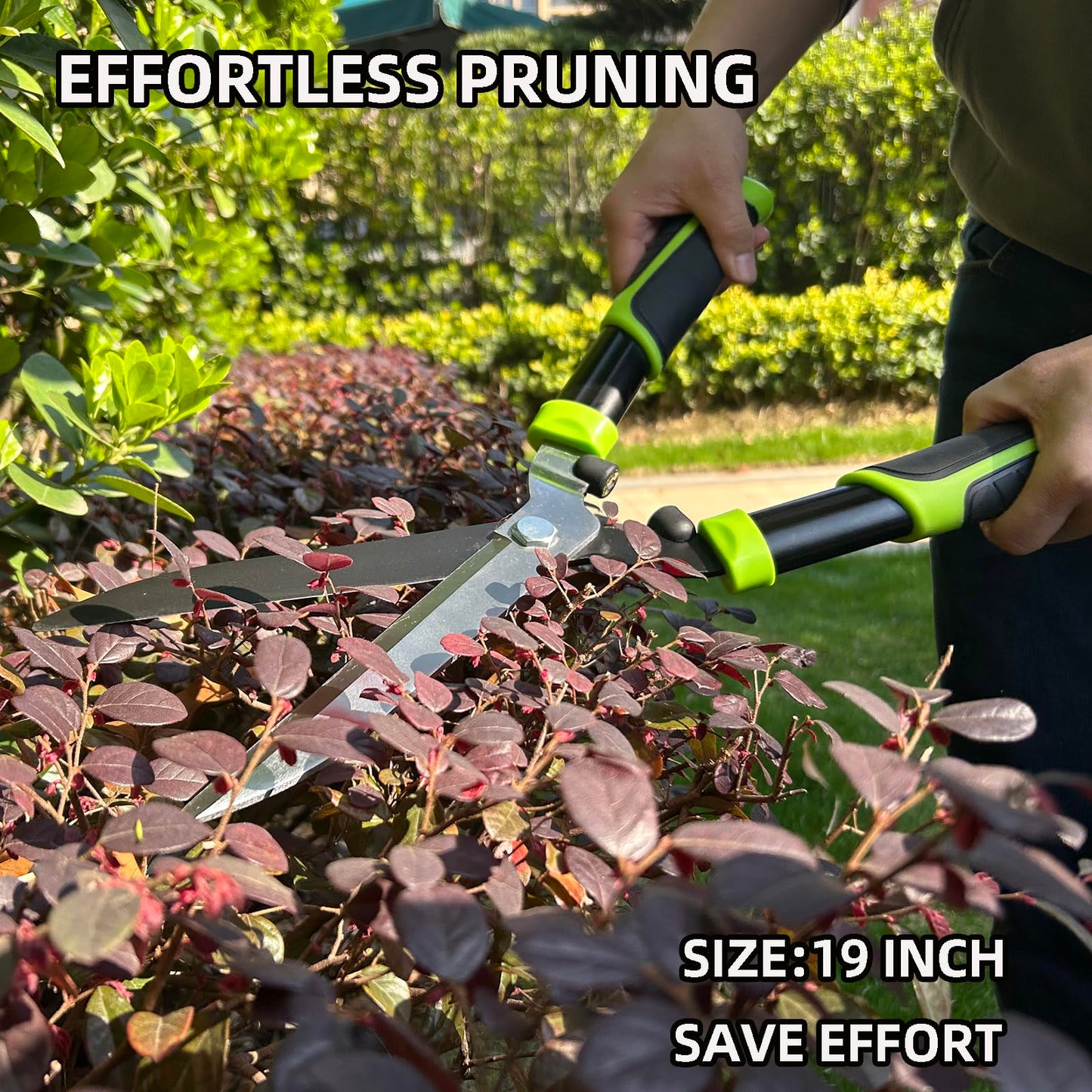 YRTSH Hedge Clippers, Hedge Shears for Trimming Borders, Hedge Trimmer with Low-Friction Sharp Enough Blade, Garden Shears Gardening Tools with Soft Rubber Grip Bush Cutters Effortless Pruning 19 Inch